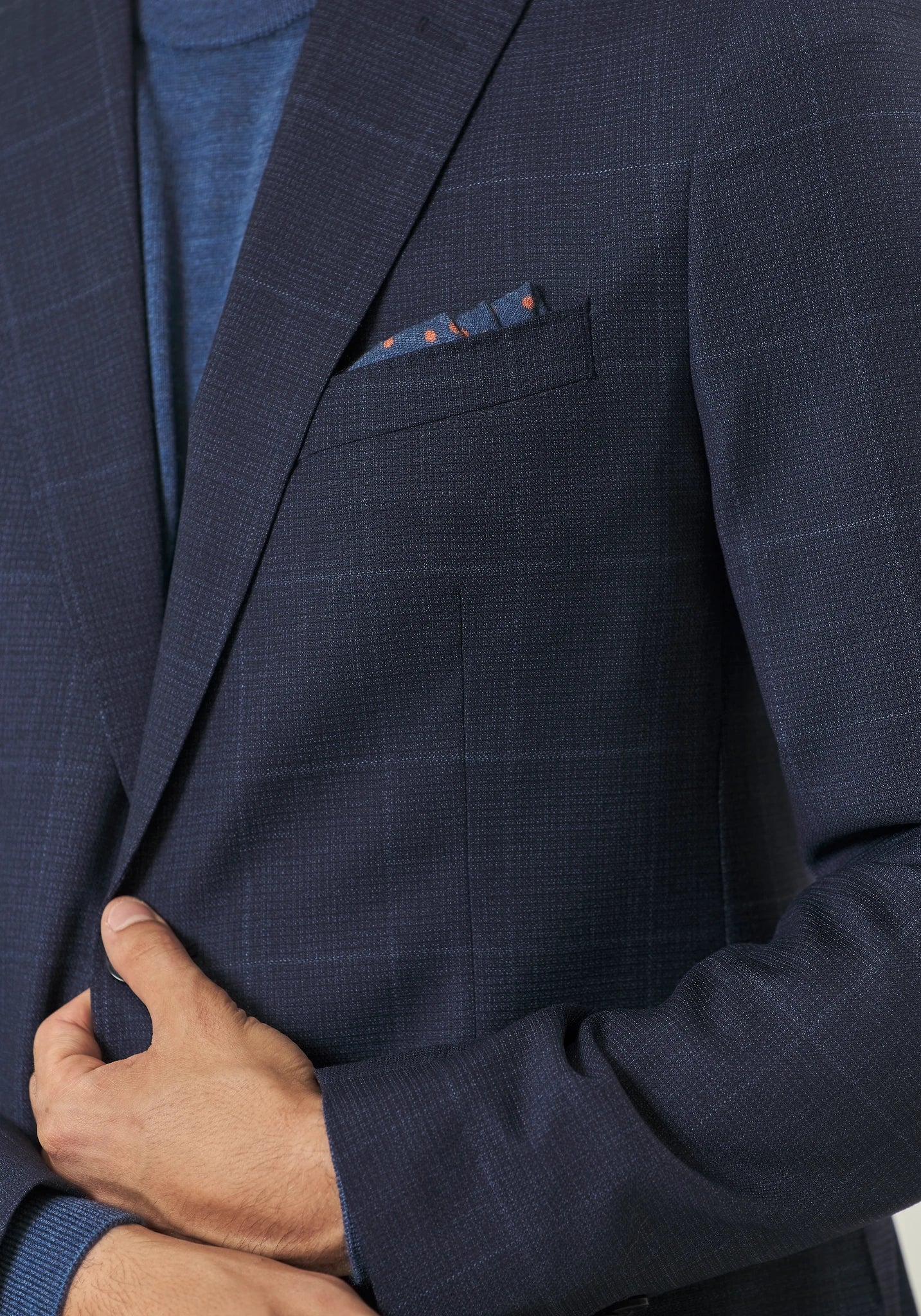 Abito blu lana check avio custom fit - Image 3