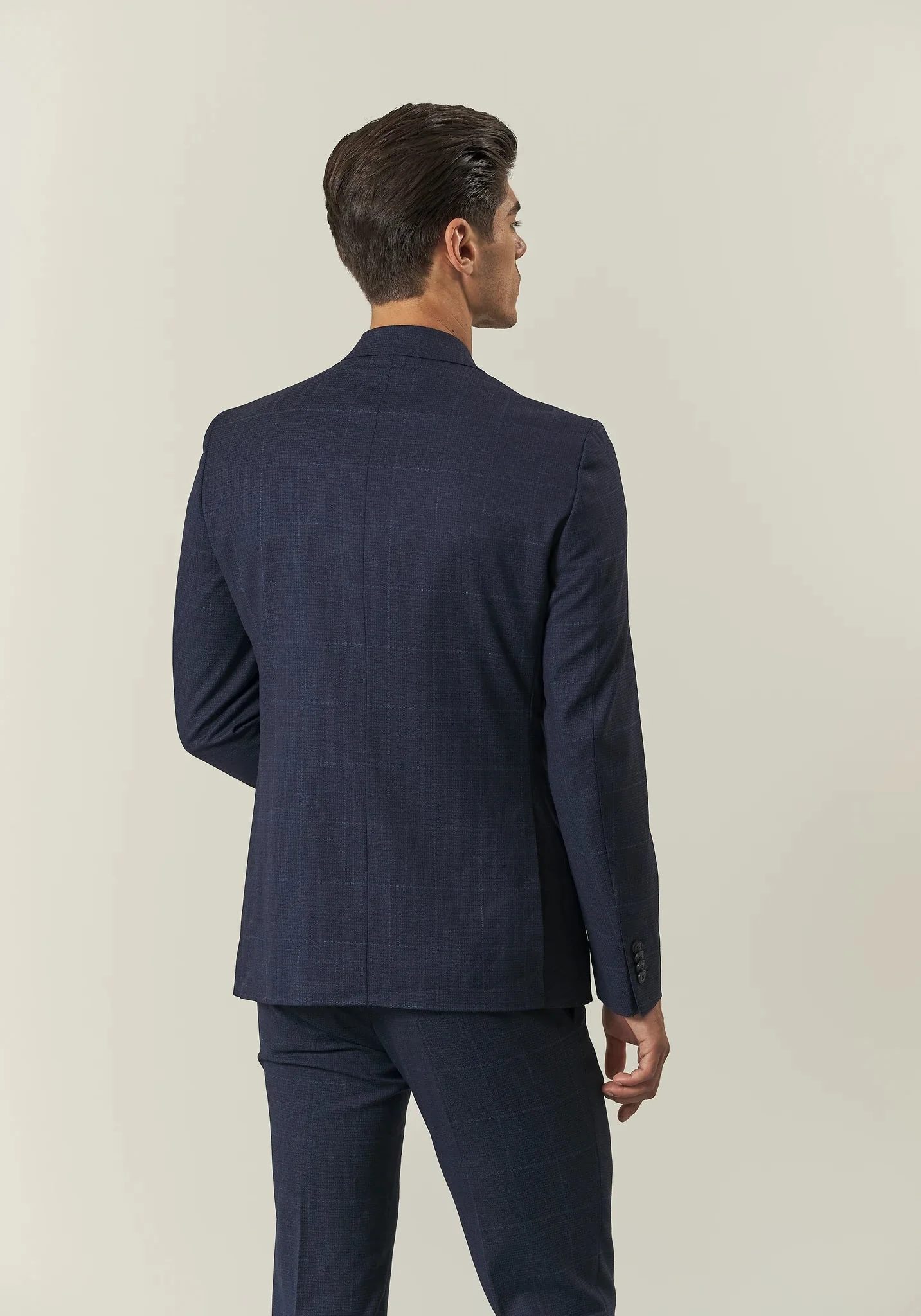 Abito blu lana check avio custom fit - Image 4