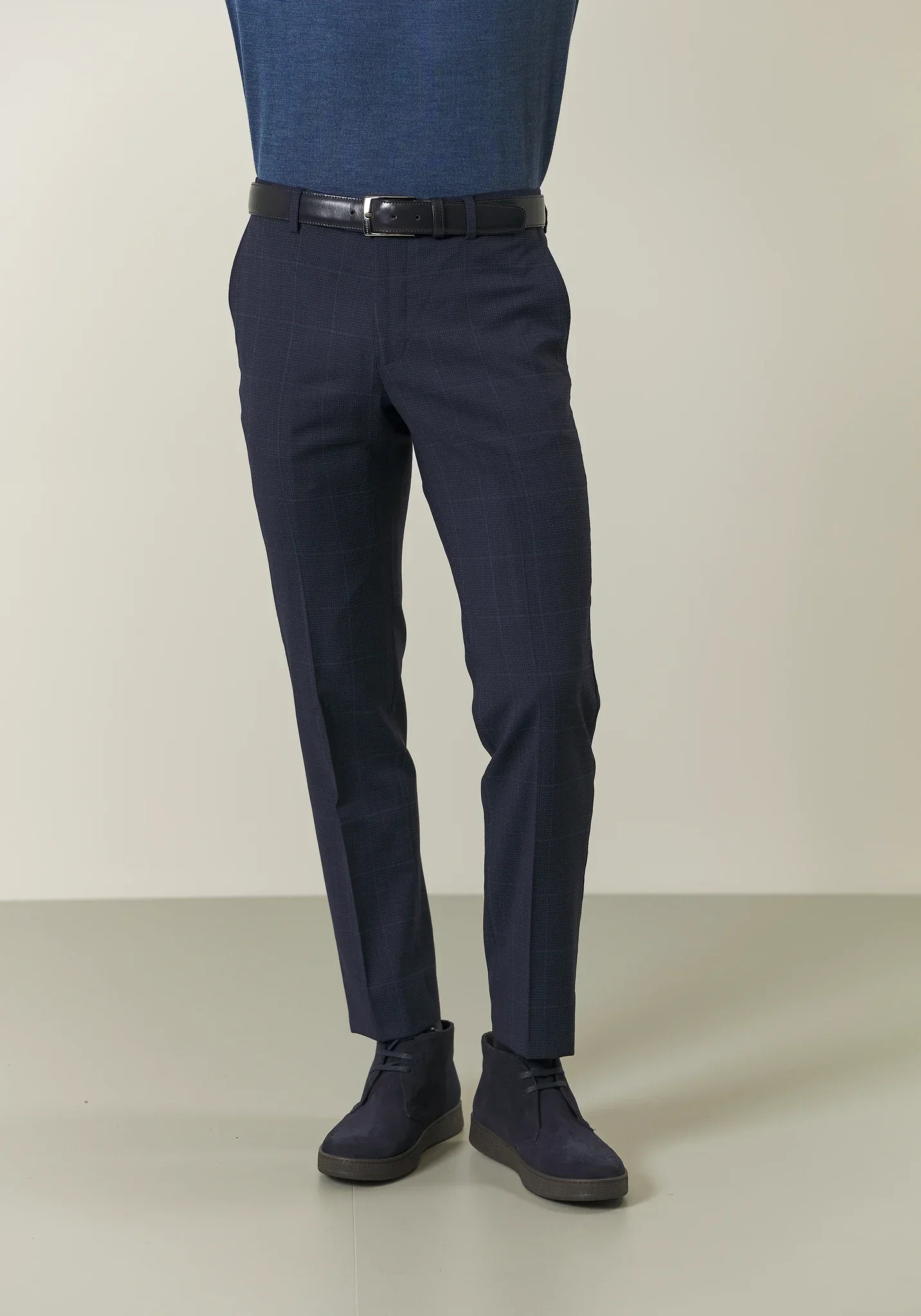 Abito blu lana check avio custom fit - Image 5