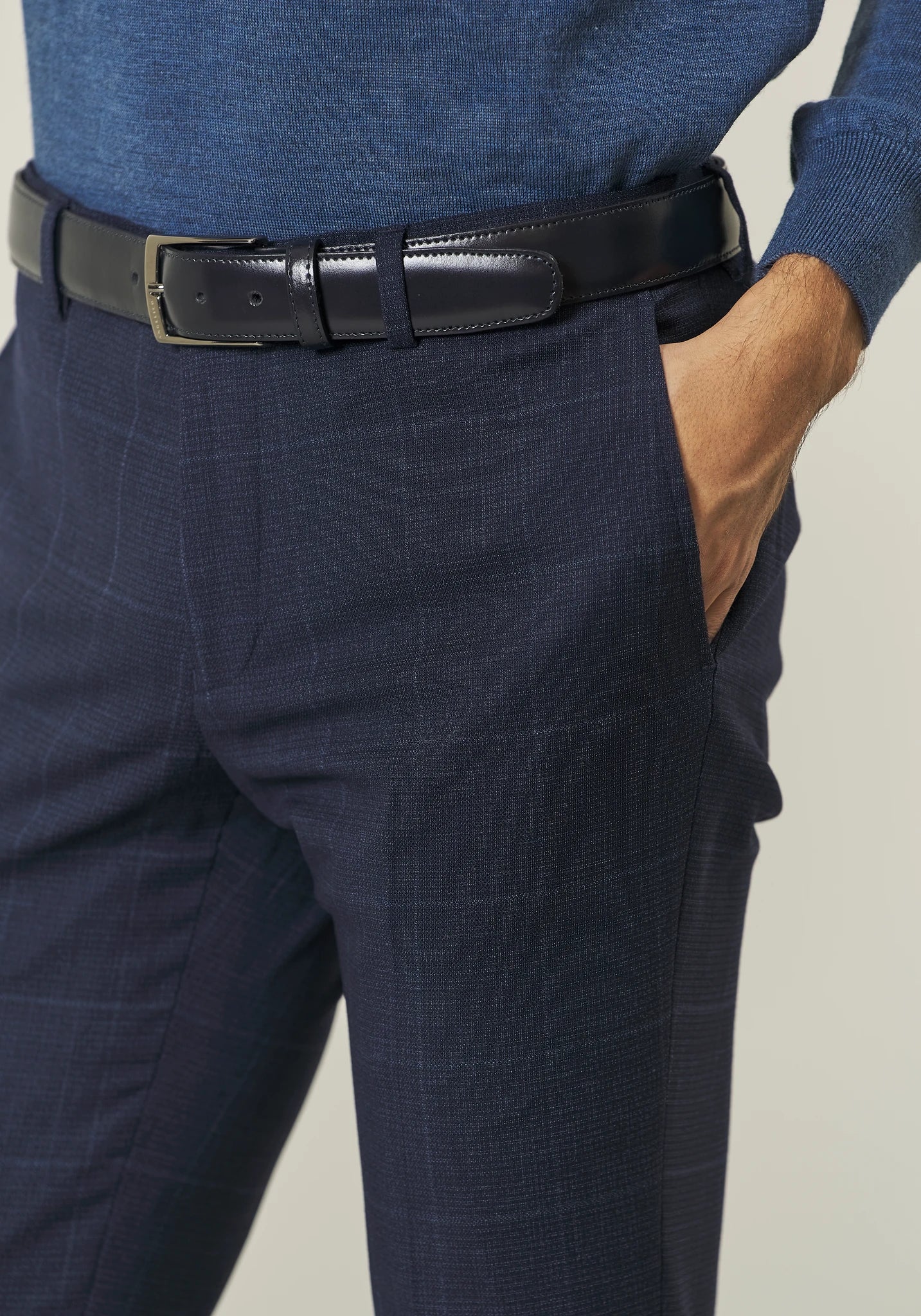 Abito blu lana check avio custom fit - Image 6