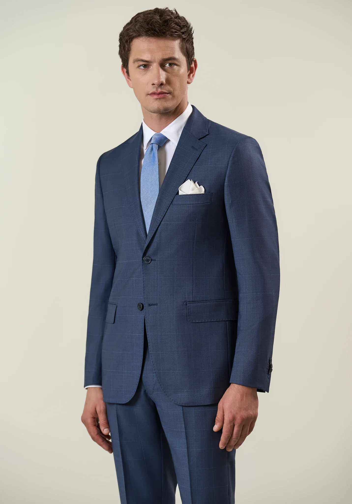 Abito blu lana check avio custom fit - Image 2