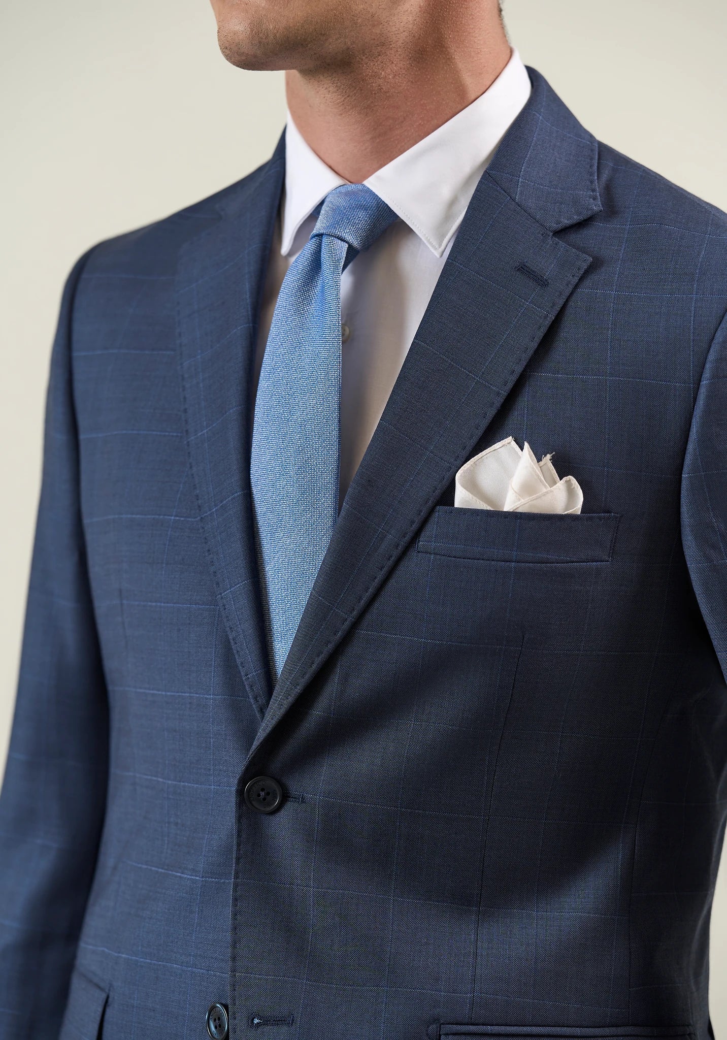Abito blu lana check avio custom fit - Image 3