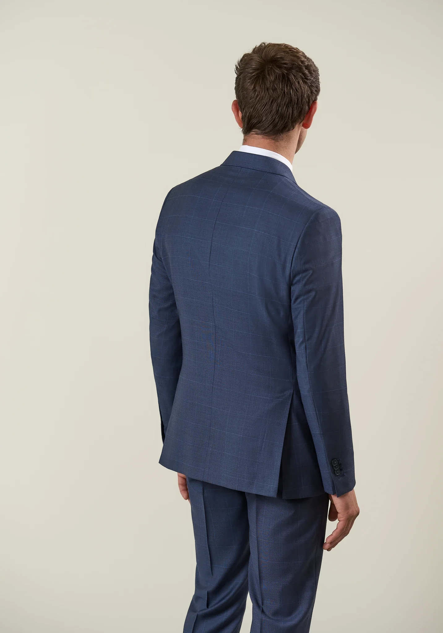 Abito blu lana check avio custom fit - Image 4