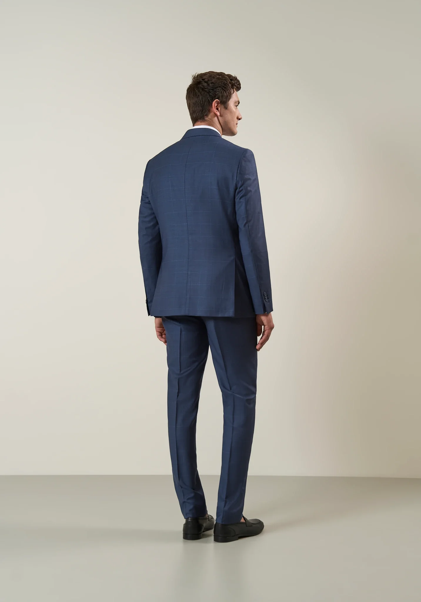 Abito blu lana check avio custom fit - Image 5