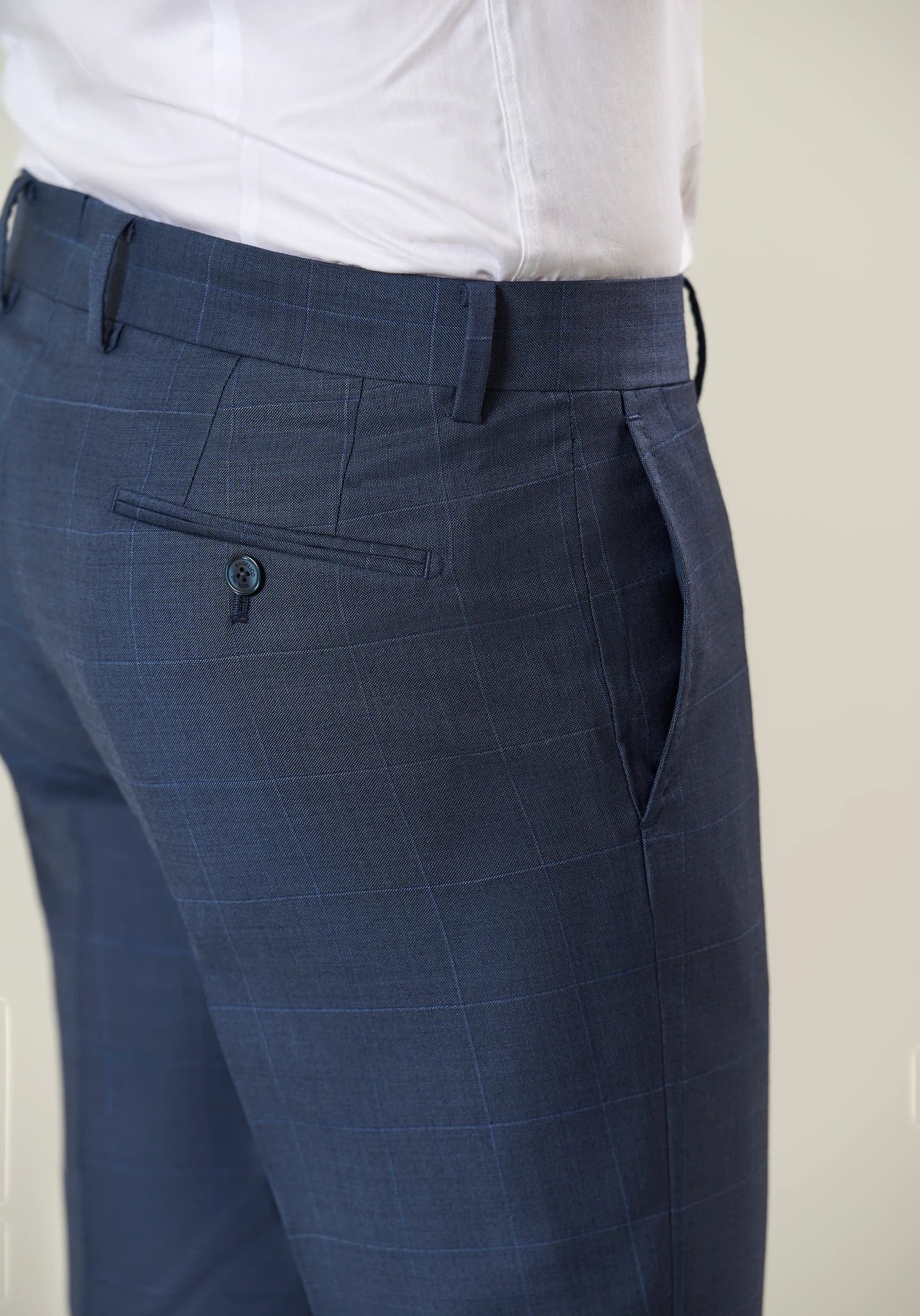 Abito blu lana check avio custom fit - Image 7