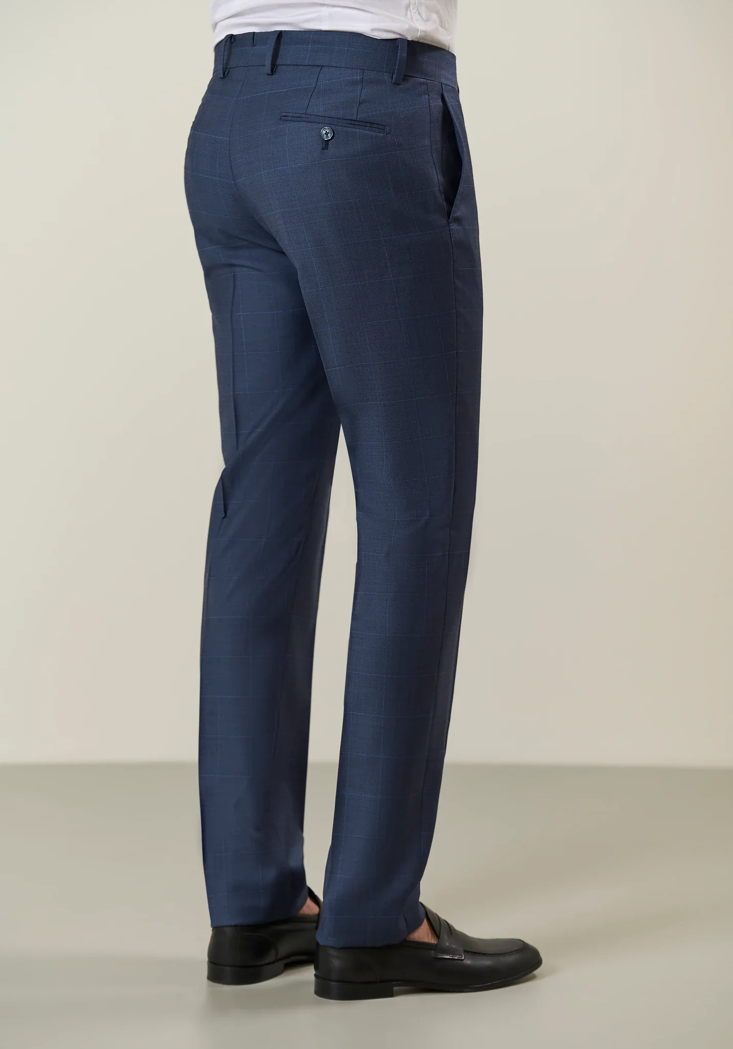 Abito blu lana check avio custom fit - Image 8