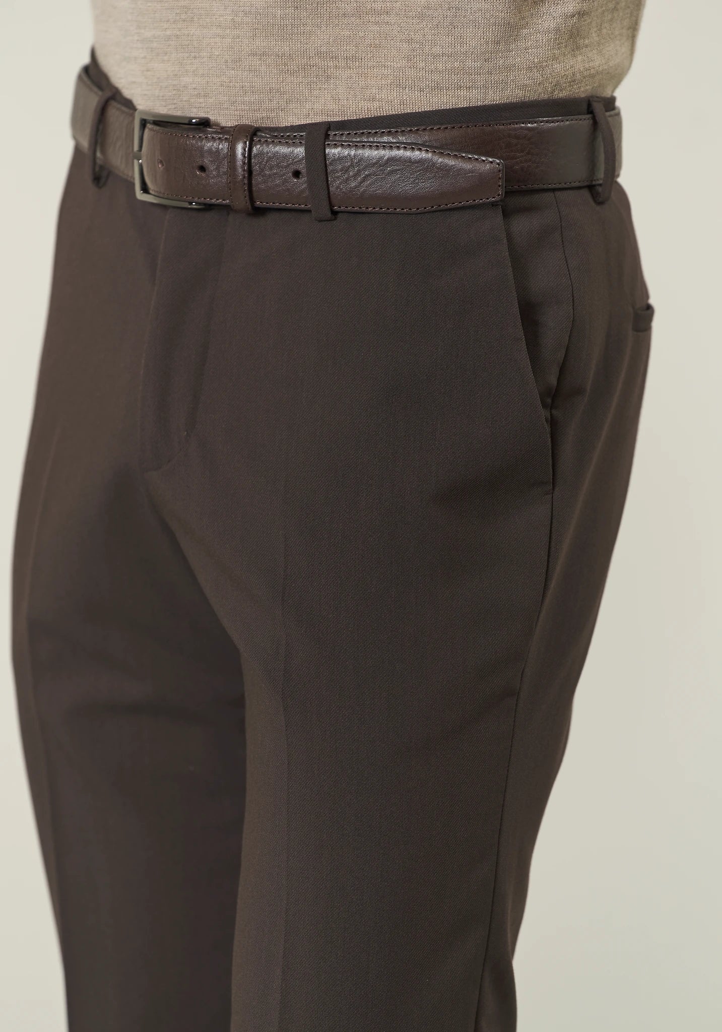 Abito marrone doppiopetto revers a lancia tessuto stretch slim fit - Image 6