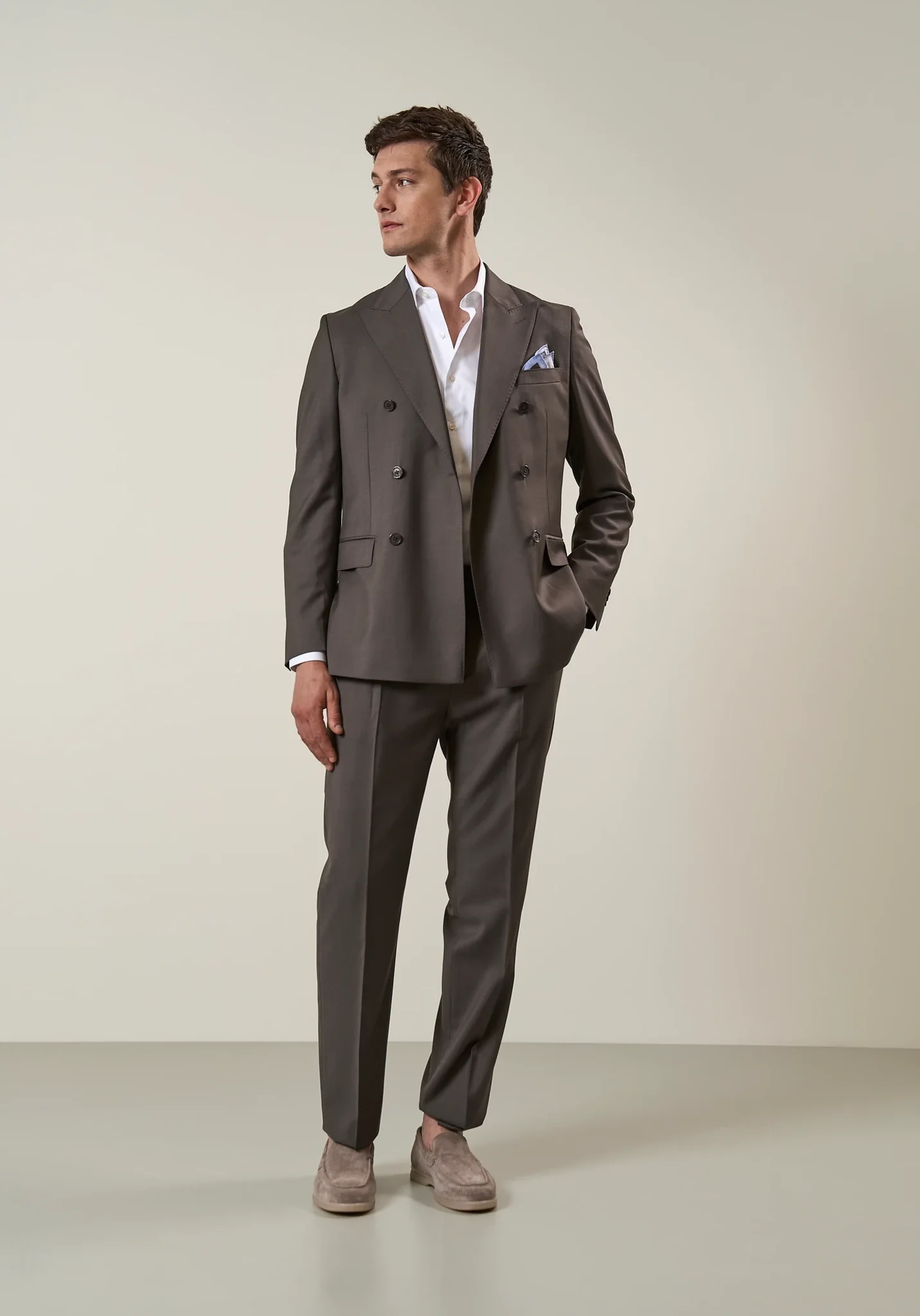 Abito marrone doppiopetto lana 110's custom fit
