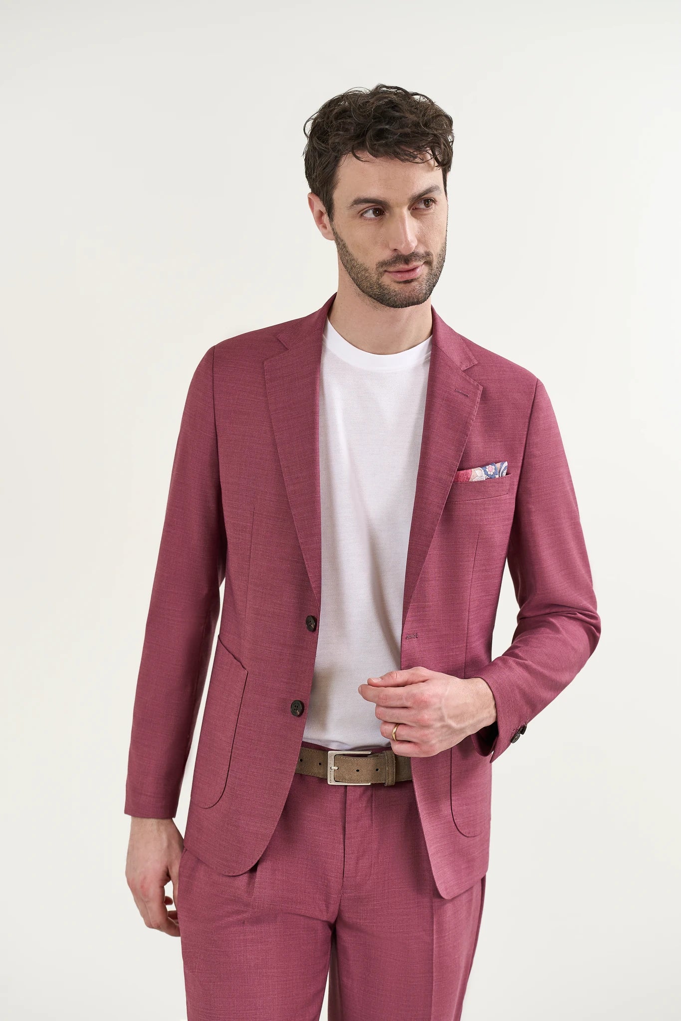 Abito rosso ciliegia effetto grisaglia custom fit - Image 3