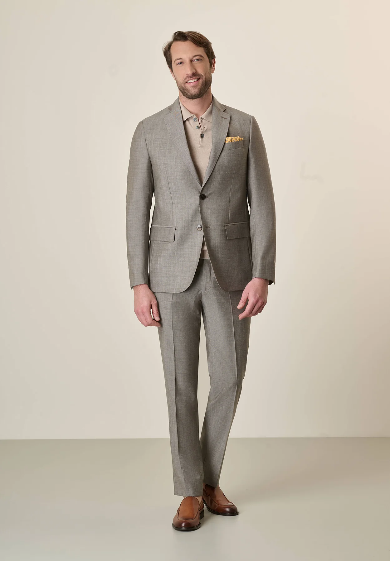 Abito beige effetto mohair lana vergine custom fit - Image 5