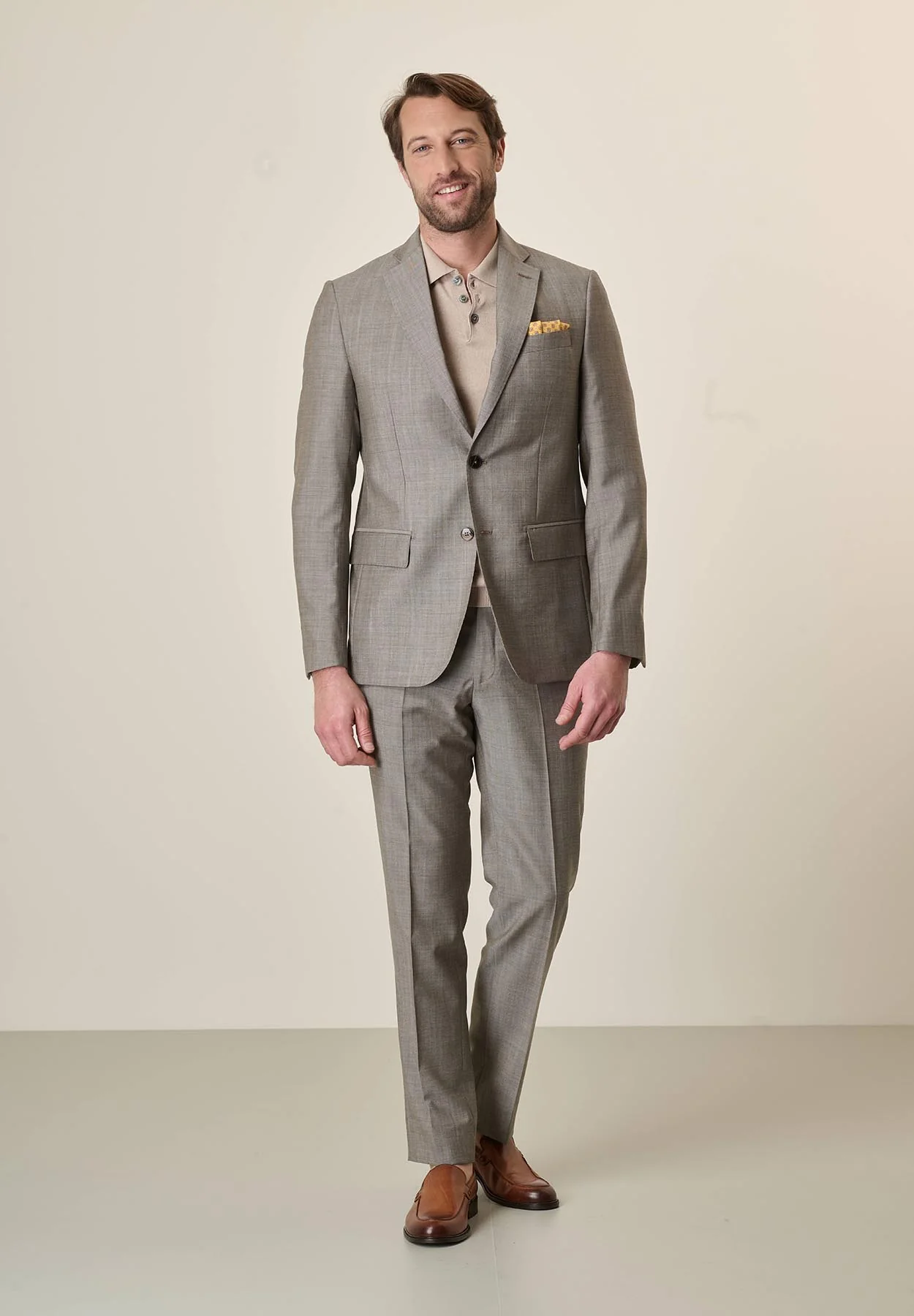 Abito beige effetto mohair lana vergine custom fit lungo - Image 5