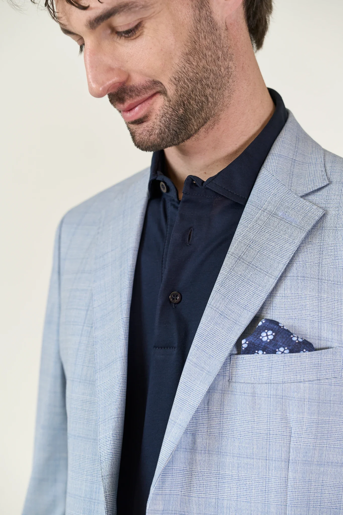 Abito azzurro sfoderato galles lana 110's custom fit - Image 2