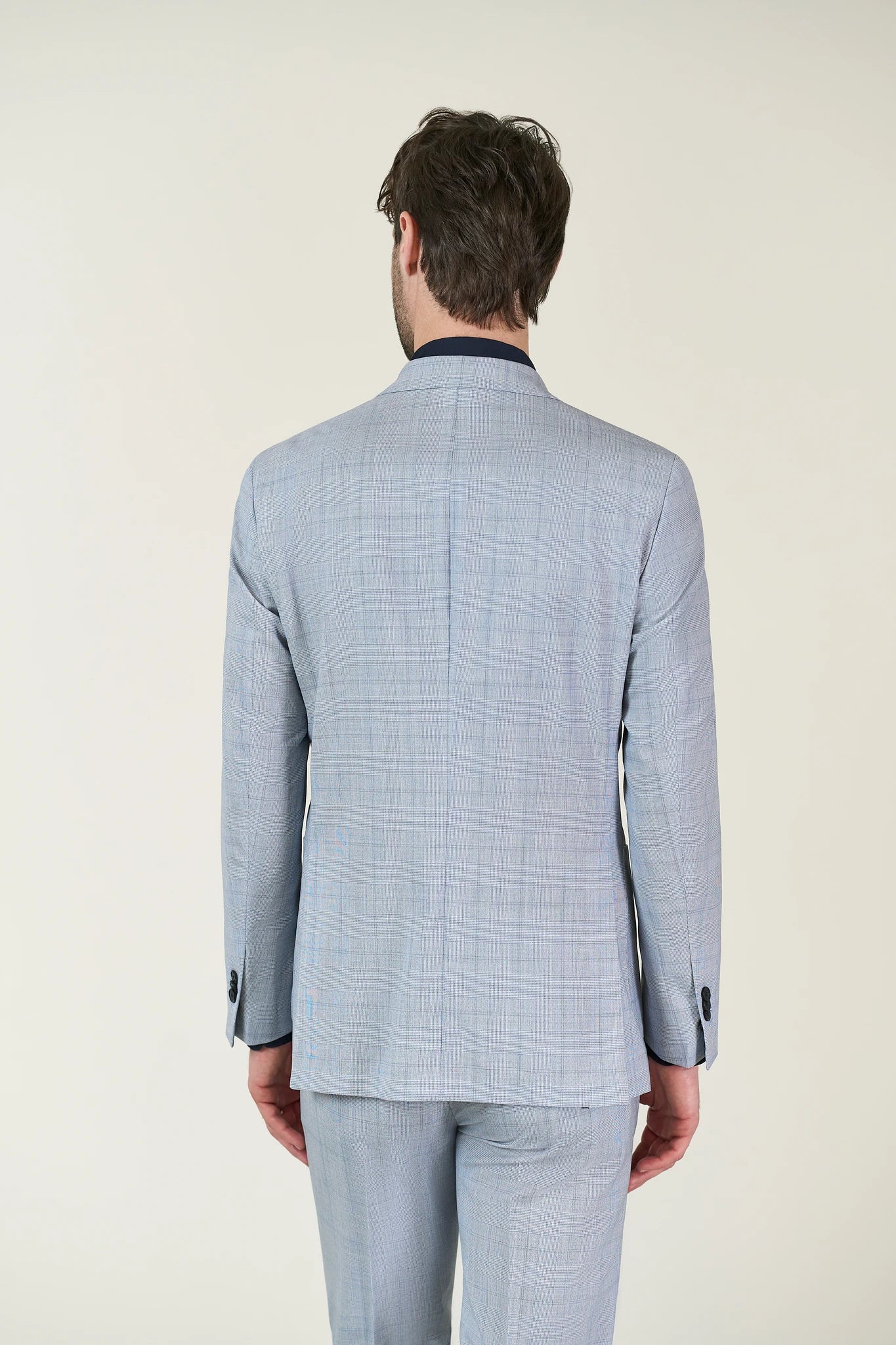 Abito azzurro sfoderato galles lana 110's custom fit - Image 6