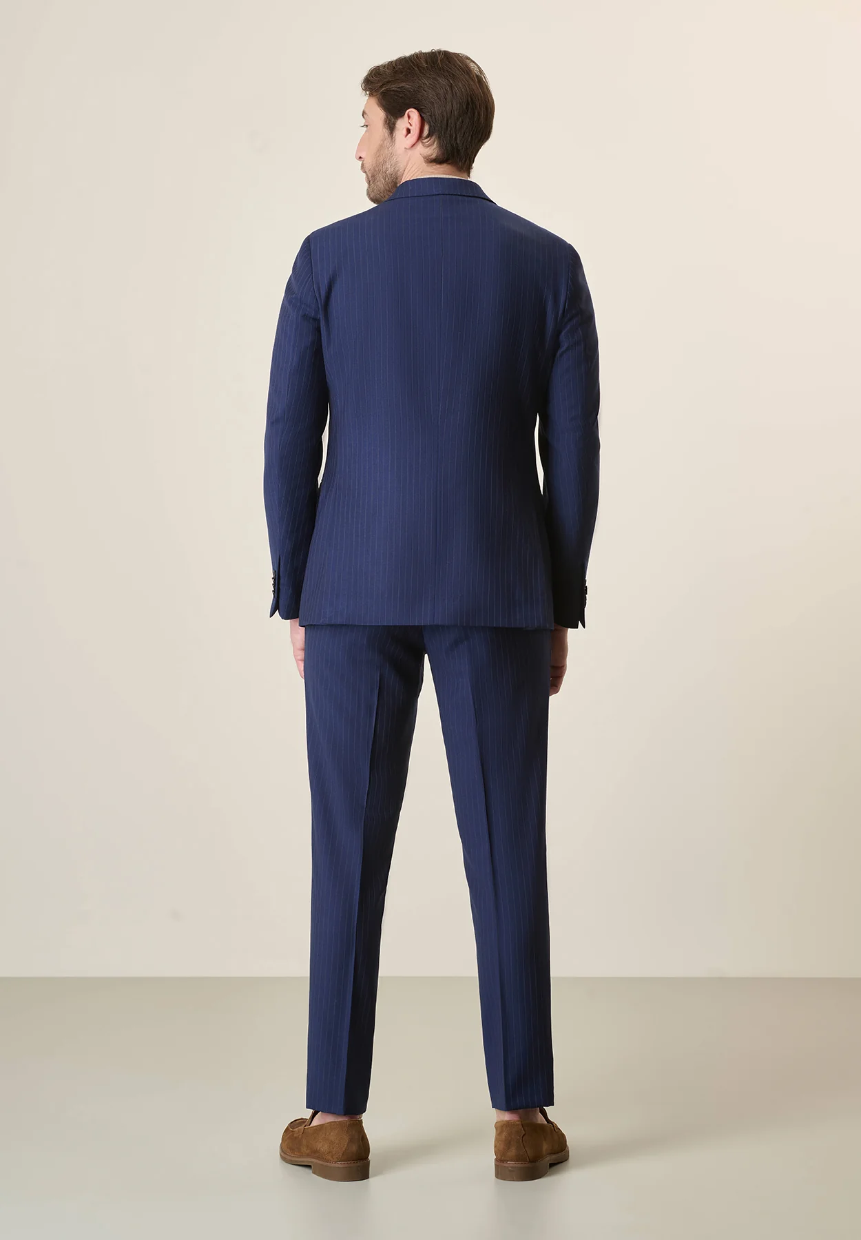 Abito blu gessato marrone lana custom fit - Image 3