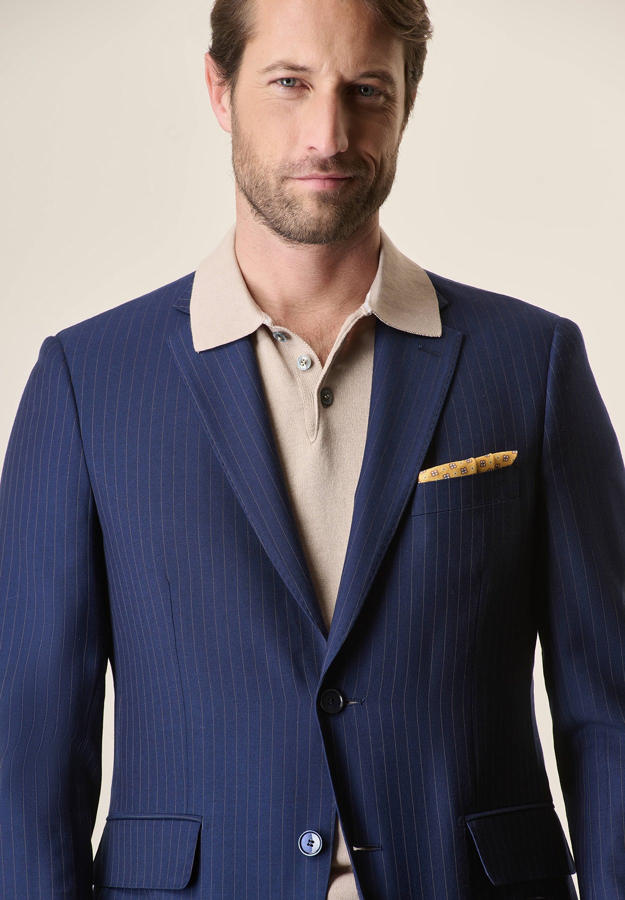 Abito blu gessato marrone lana custom fit - Image 5