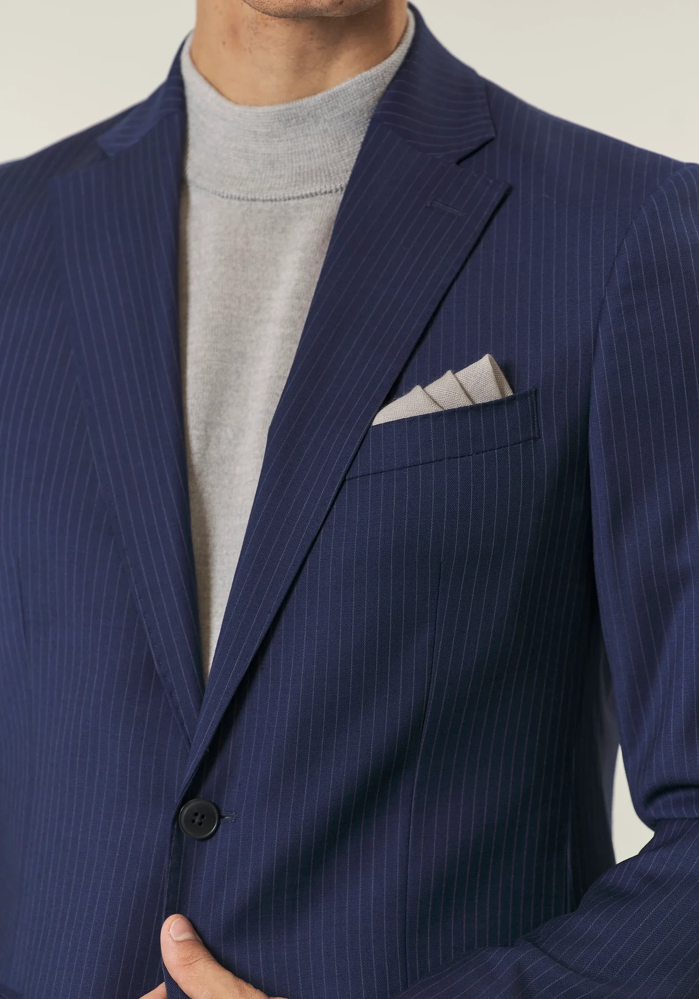 Abito blu gessato lana stretch custom fit - Image 3