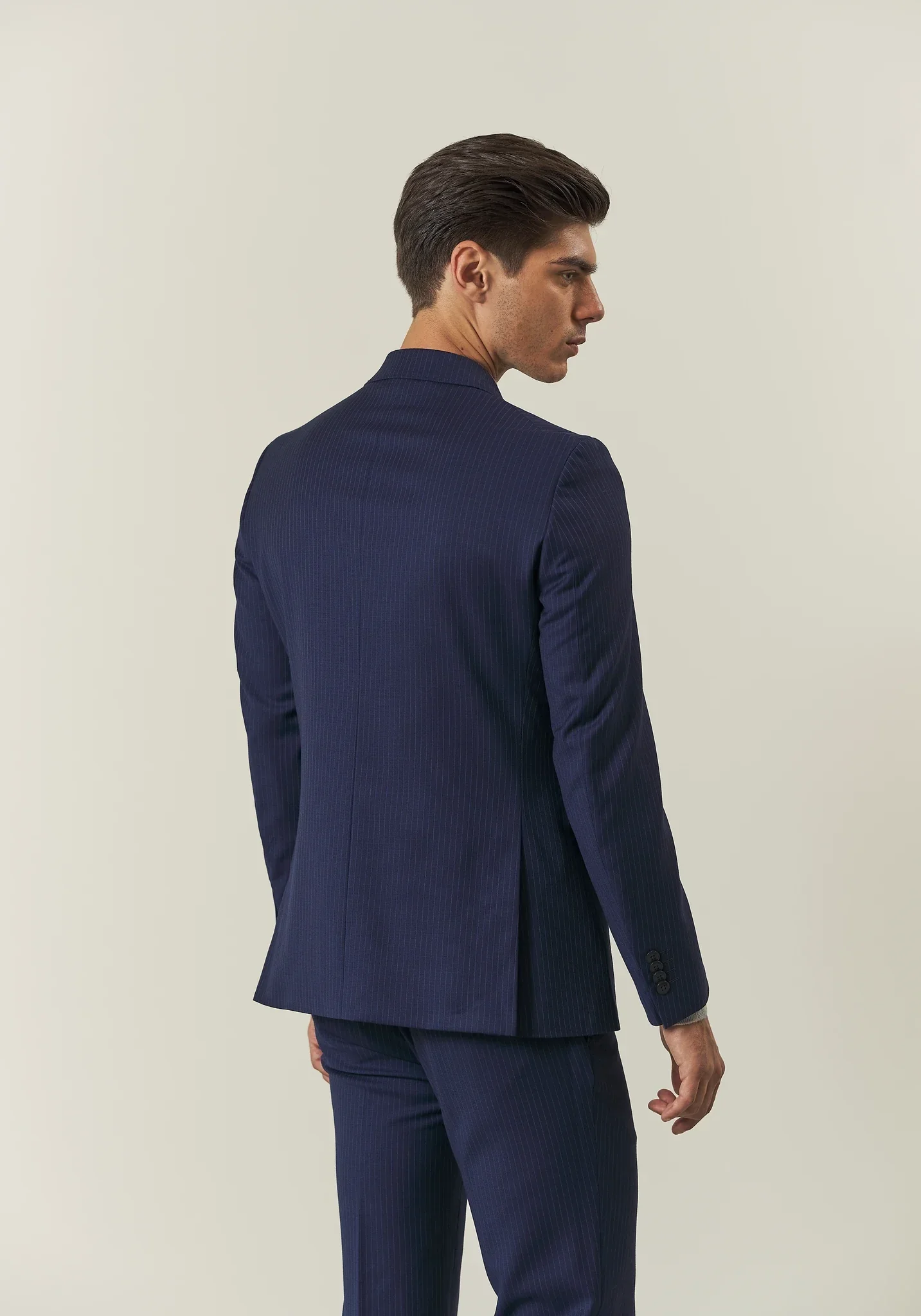 Abito blu gessato lana stretch custom fit - Image 4