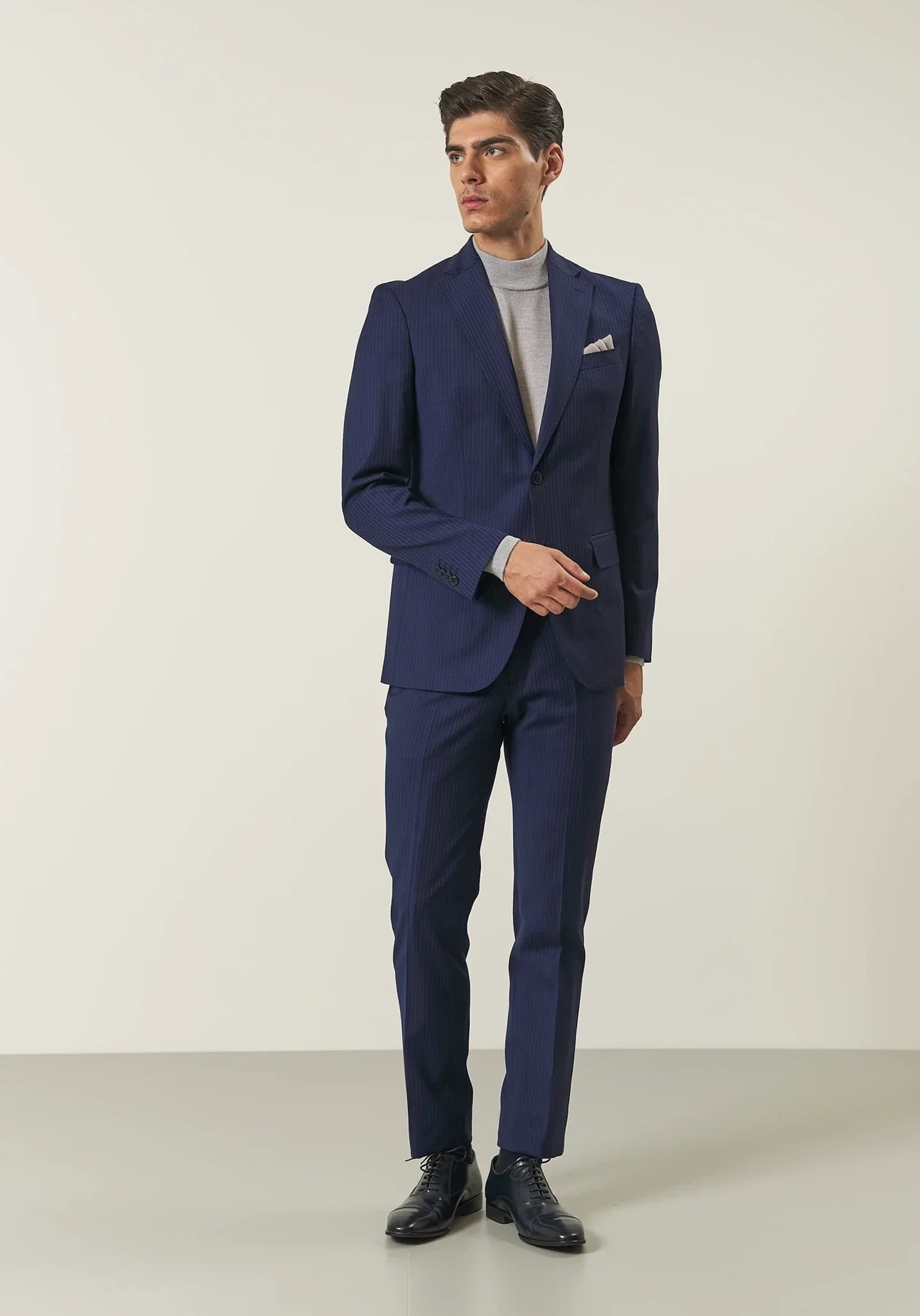 Abito blu gessato lana stretch custom fit - Image 5