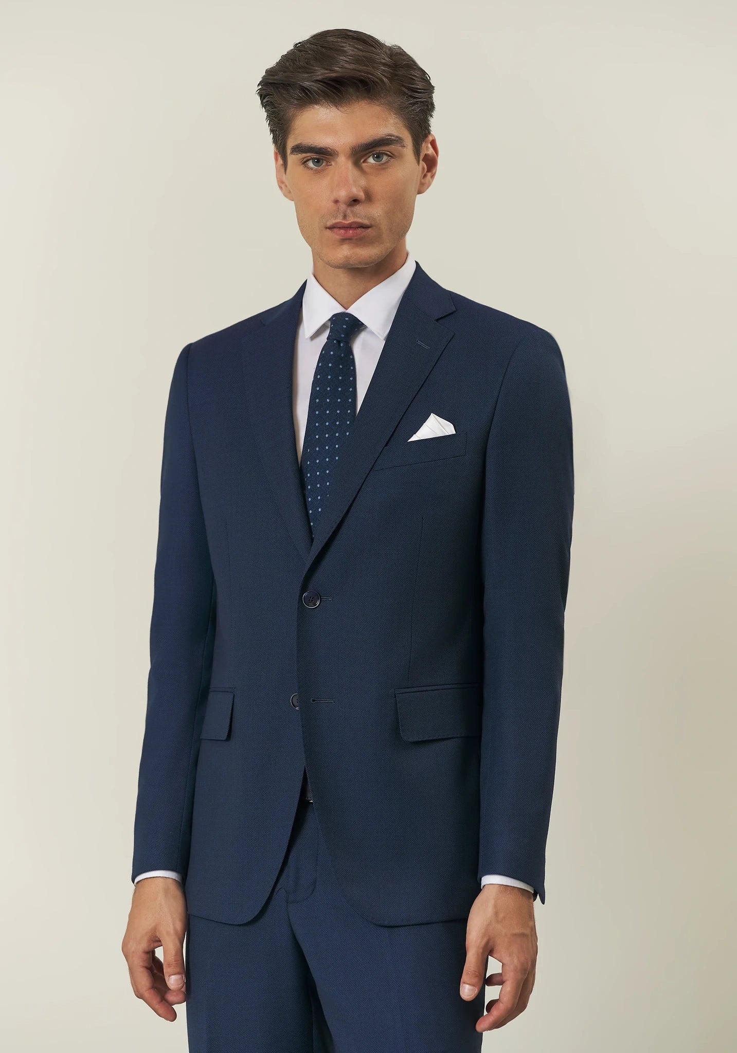 Abito blu occhio di pernice lana custom fit - Image 3