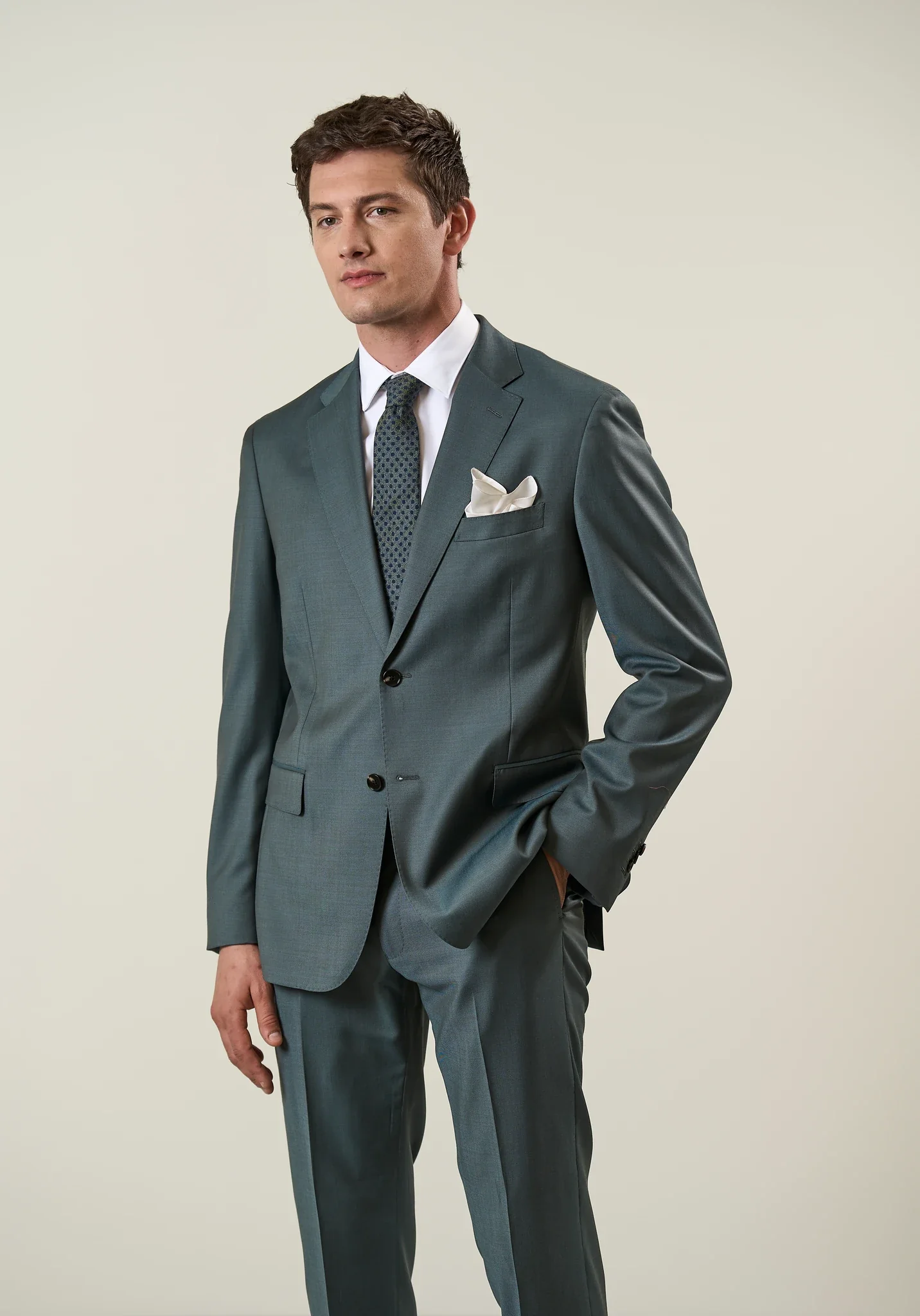 Abito verde sallia lana 110's custom fit - Image 3