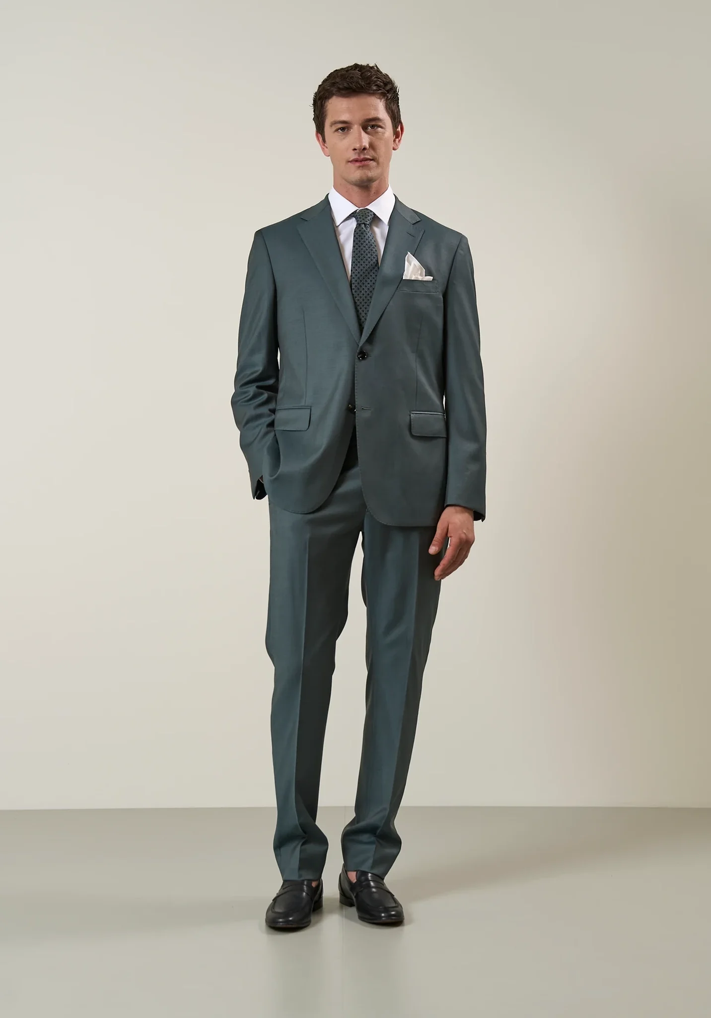 Abito verde sallia lana 110's custom fit - Image 5