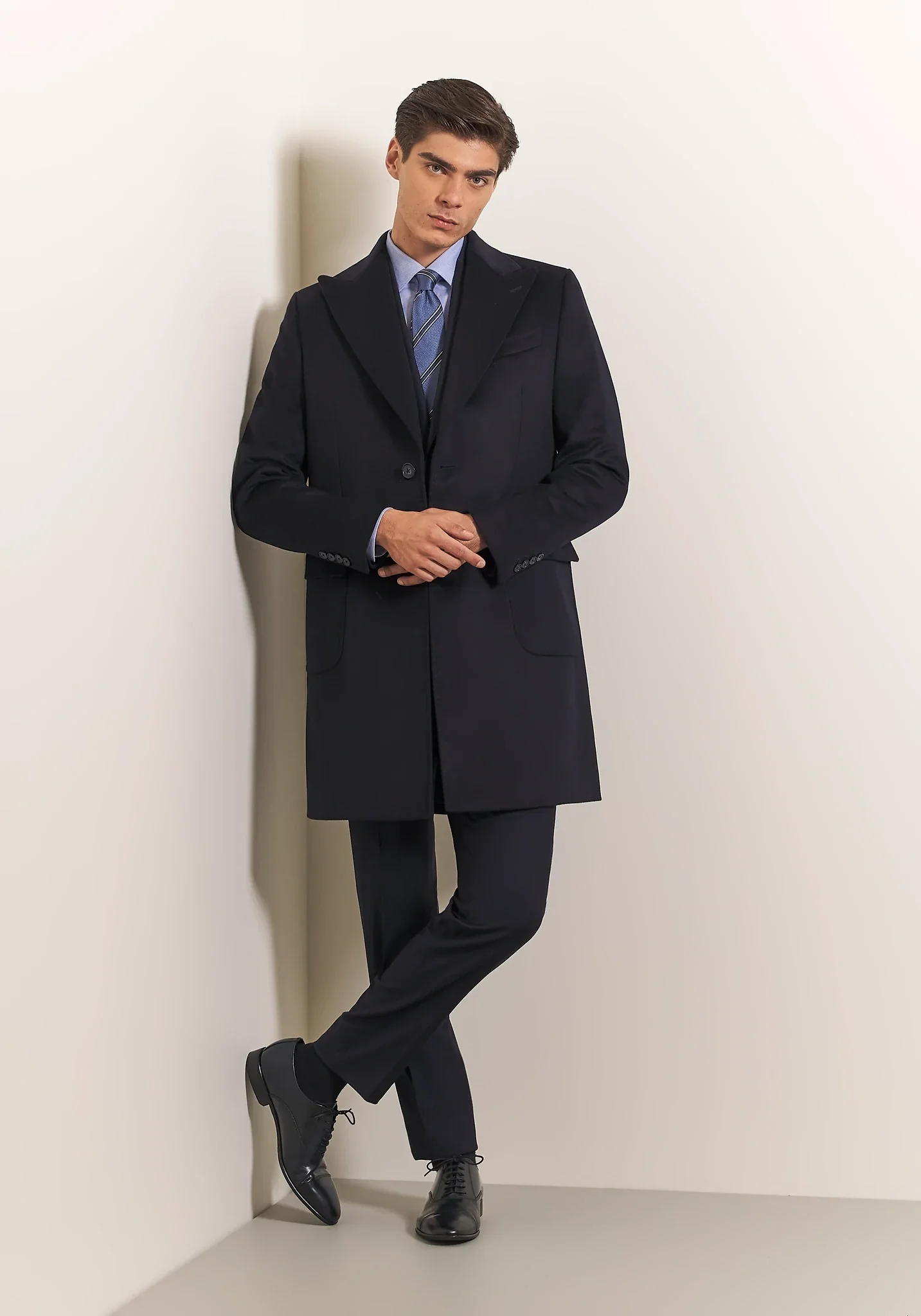 Abito blu sallia lana stretch custom fit - Image 4