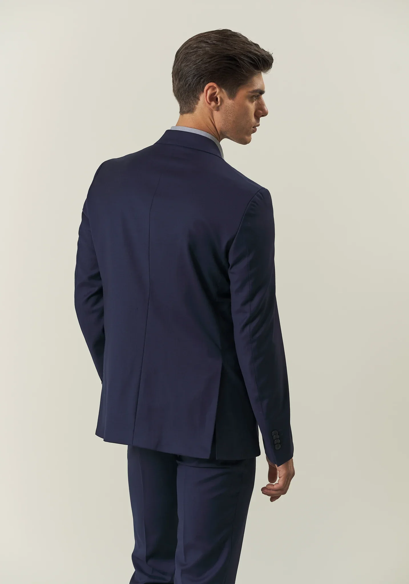Abito blu sallia lana custom fit lungo - Image 4