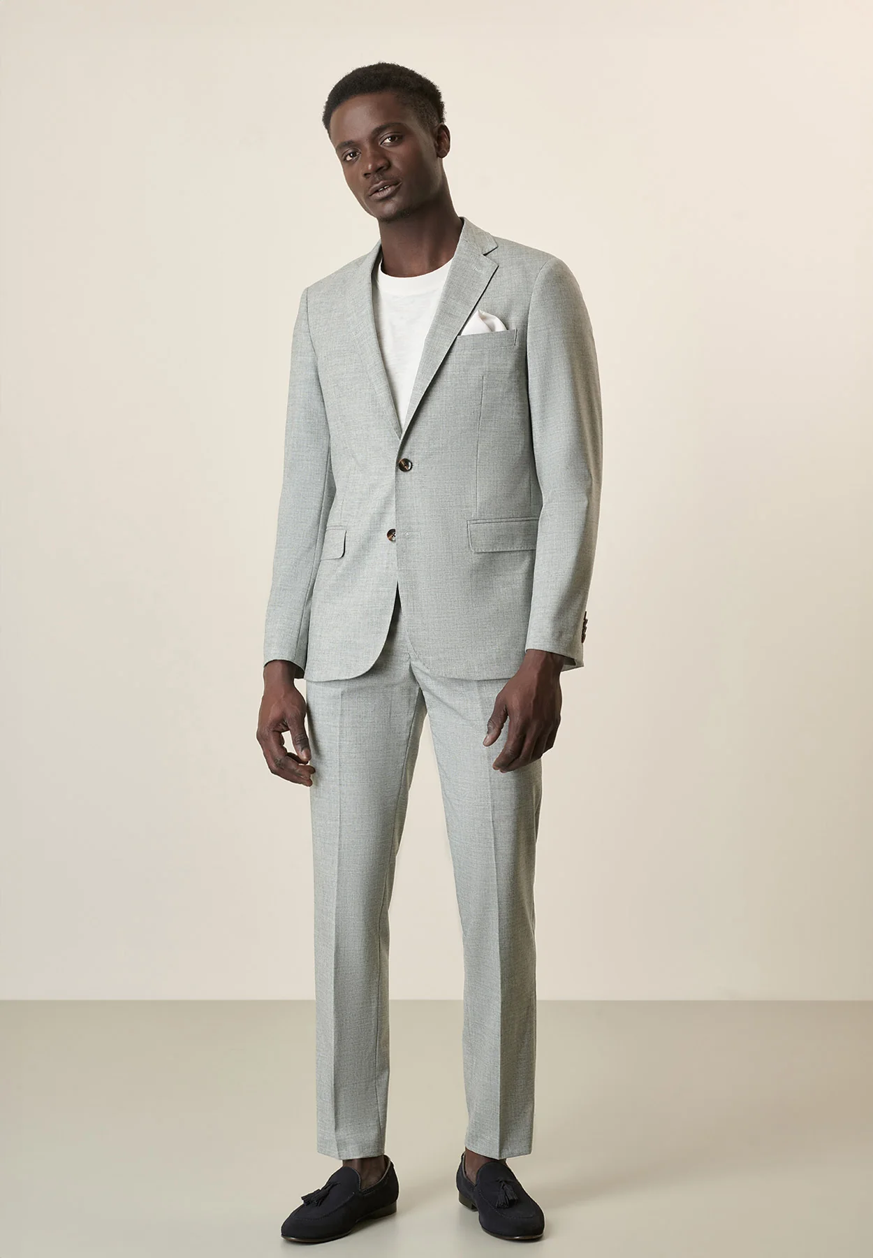 Abito verde menta effetto melange sfoderato slim fit
