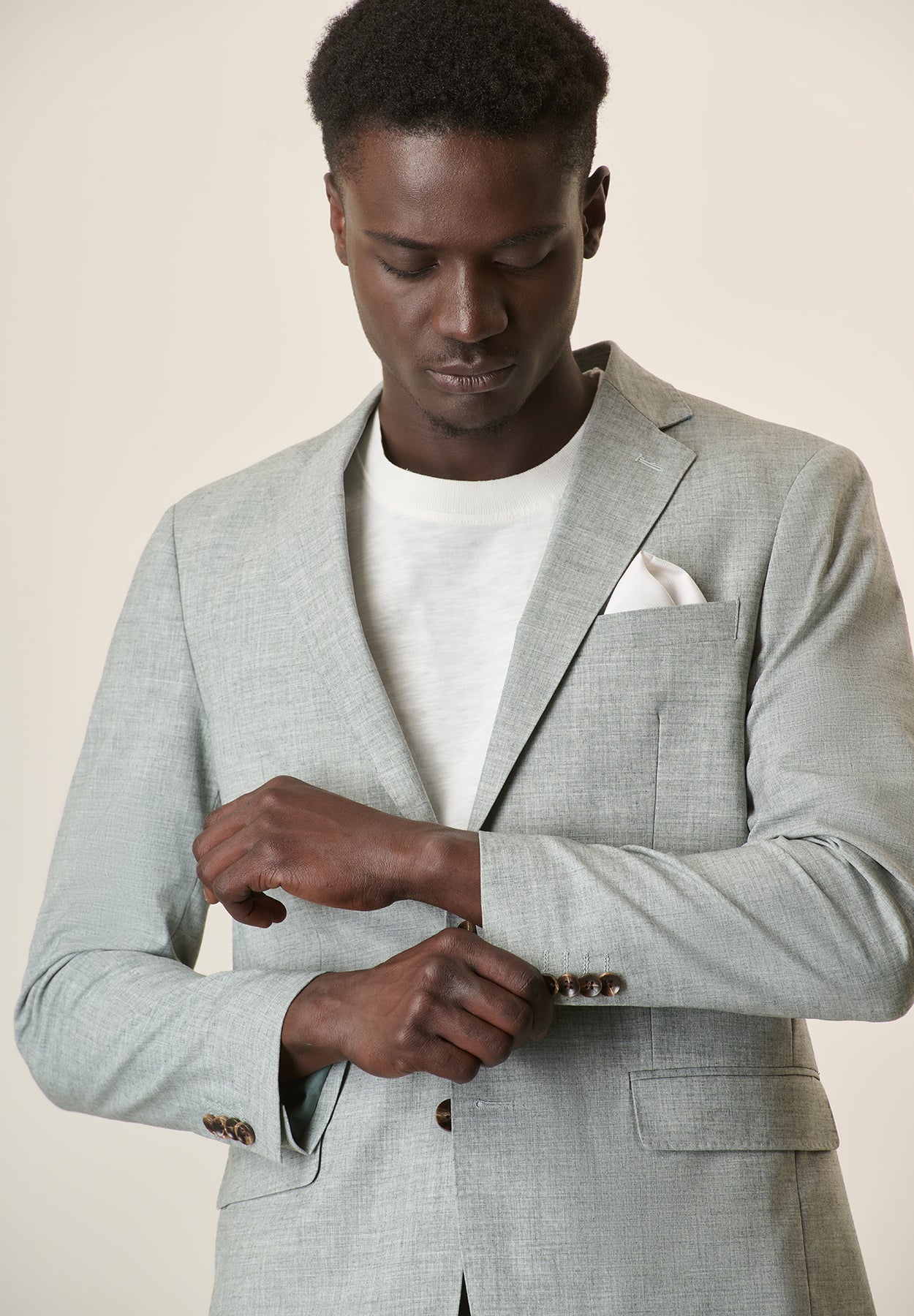 Abito verde menta effetto melange sfoderato slim fit - Image 2