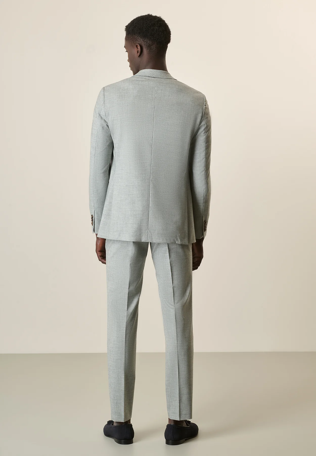 Abito verde menta effetto melange sfoderato slim fit - Image 3