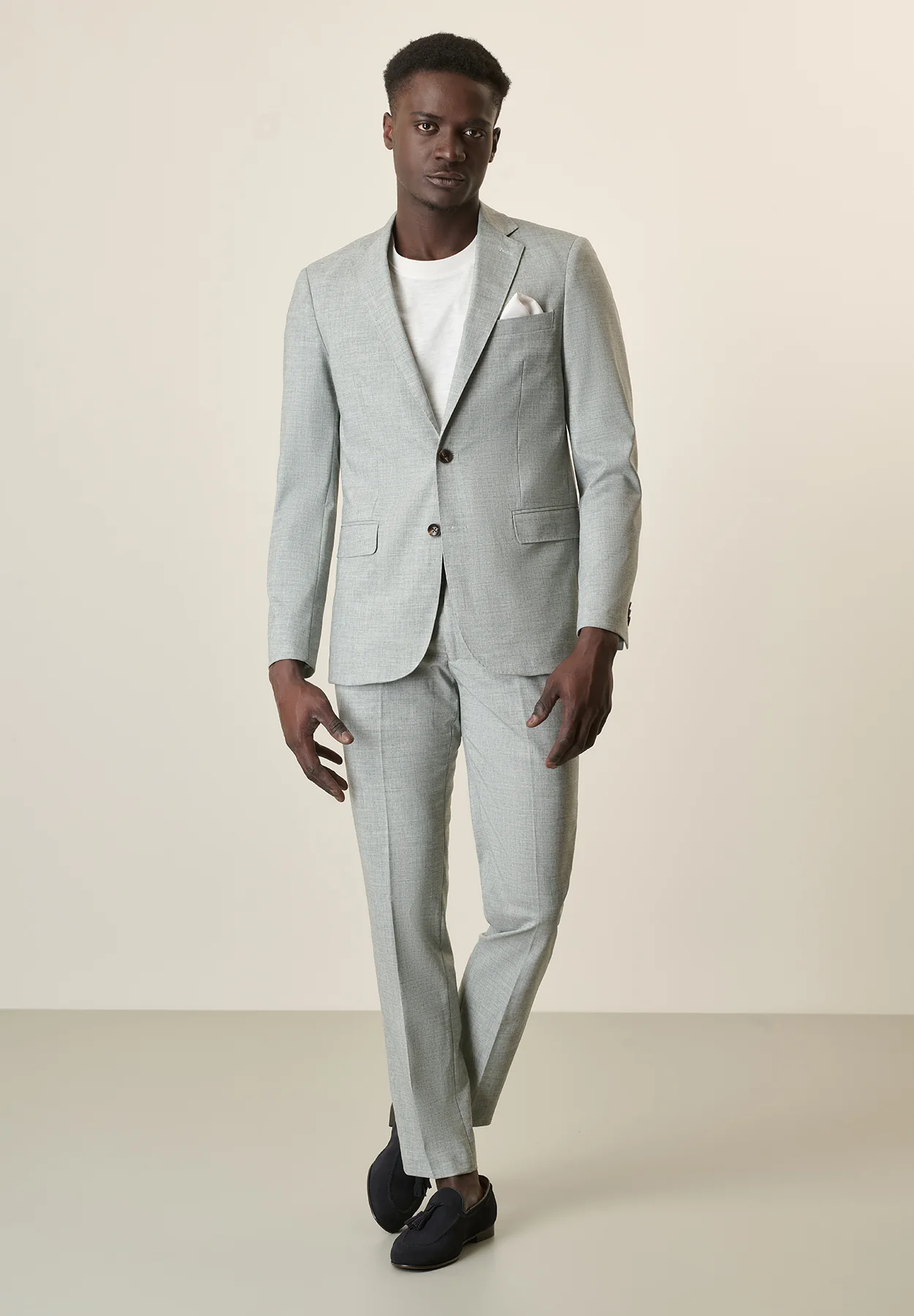 Abito verde menta effetto melange sfoderato slim fit - Image 4
