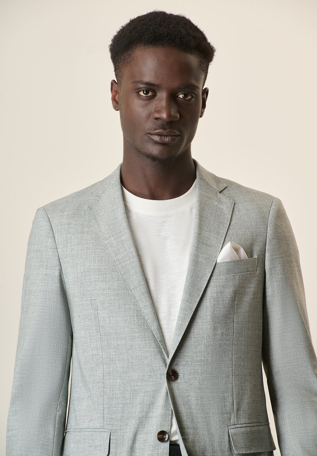 Abito verde menta effetto melange sfoderato slim fit - Image 5
