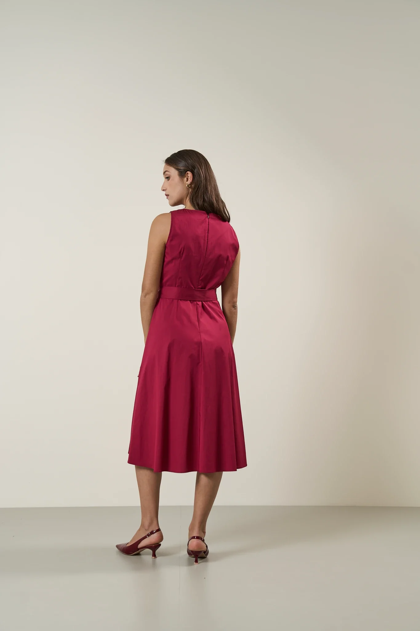 Abito bordeaux smanicato cotone stretch - Image 5