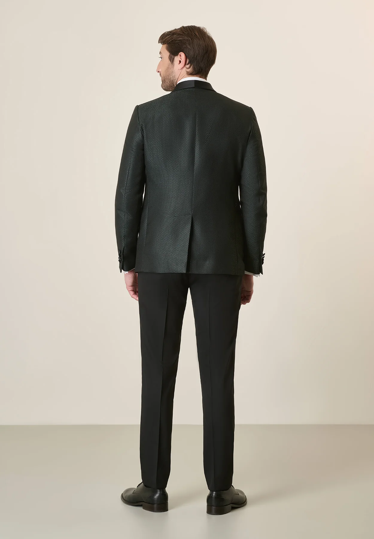 Smoking nero collo scialle armatura verde custom fit - Image 3