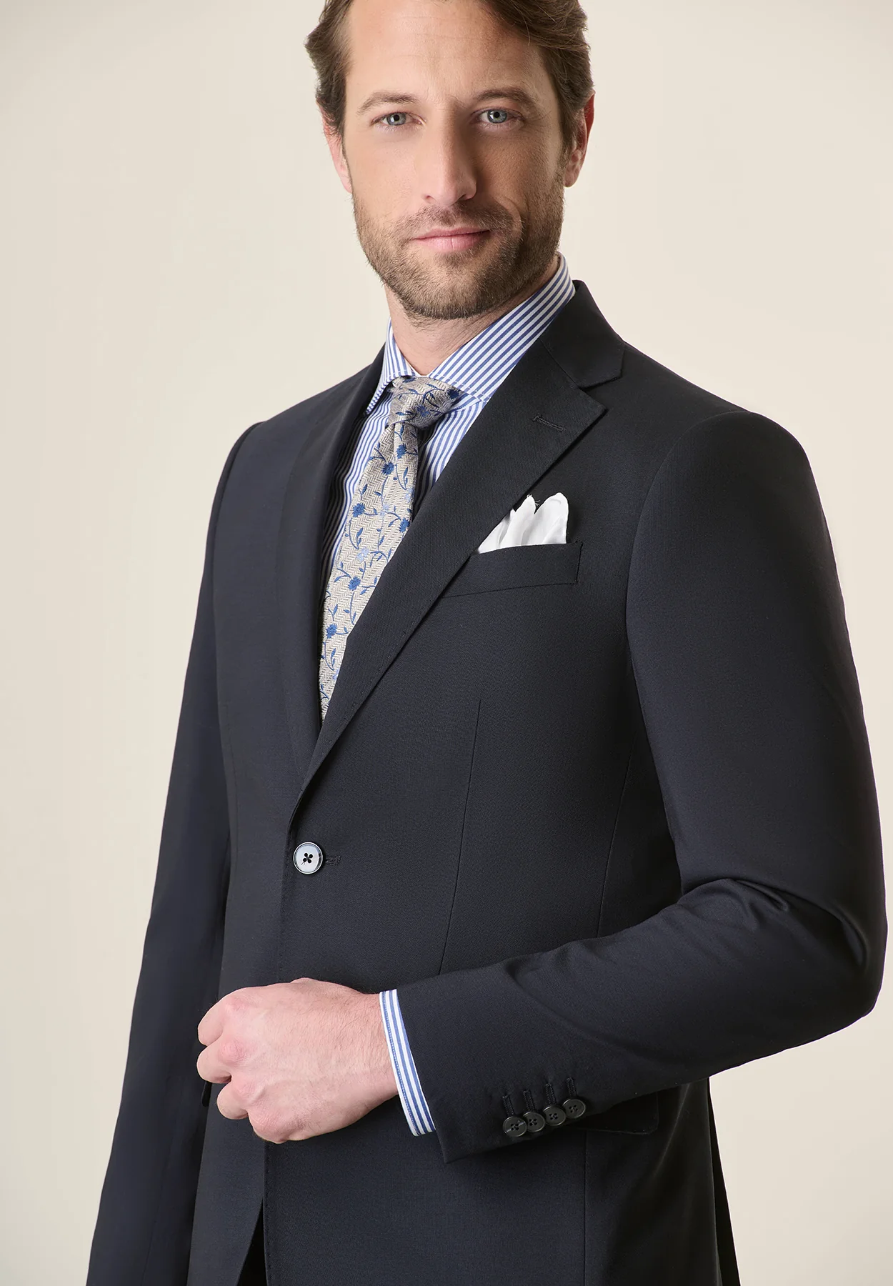 Abito blu notte tela lana vergine stretch custom fit - Image 2