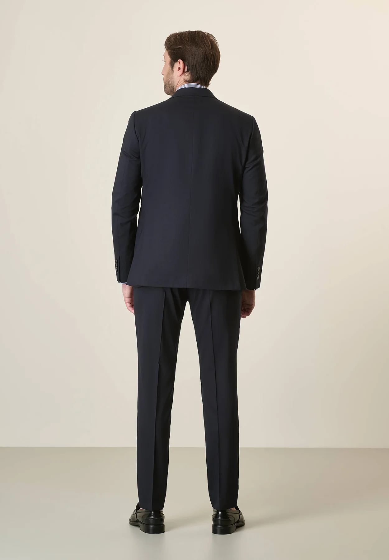 Abito blu notte tela lana vergine stretch custom fit - Image 3
