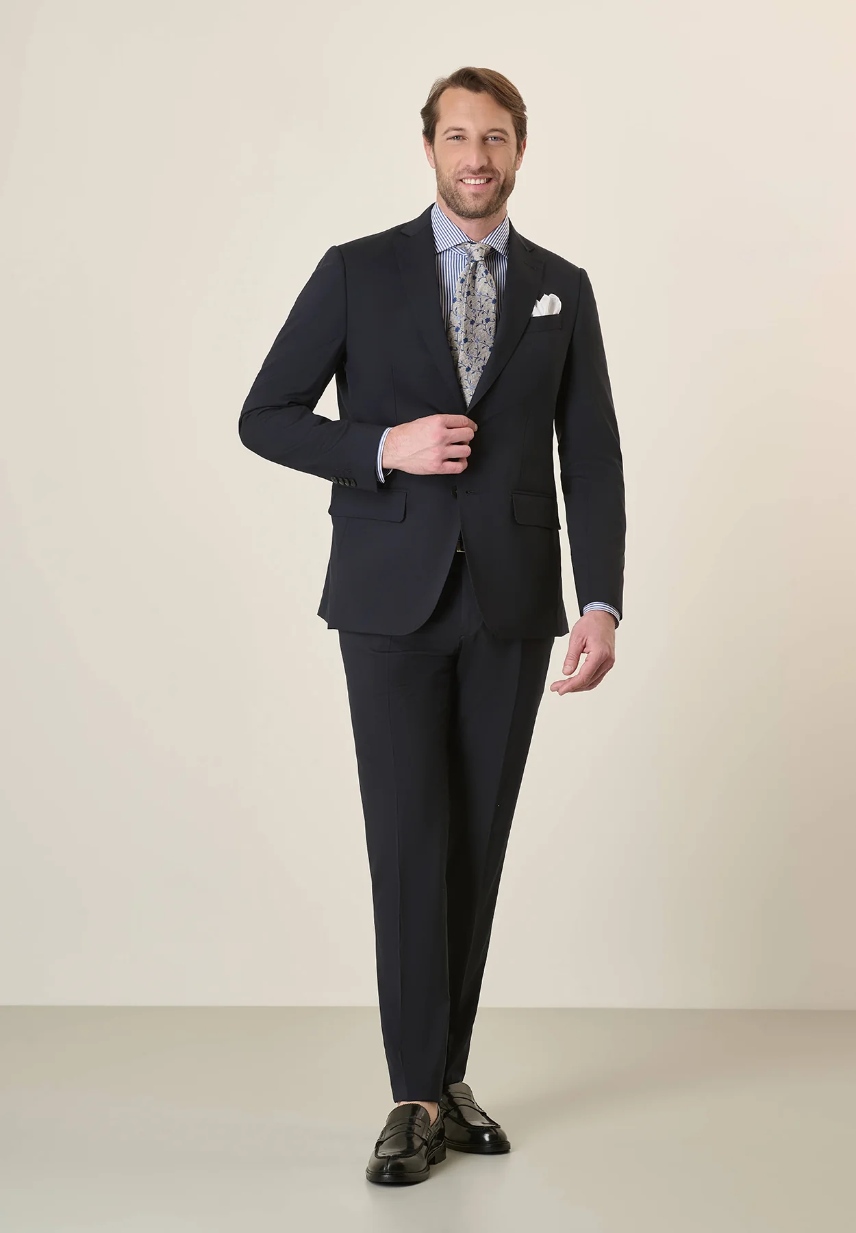 Abito blu notte tela lana vergine stretch custom fit - Image 4