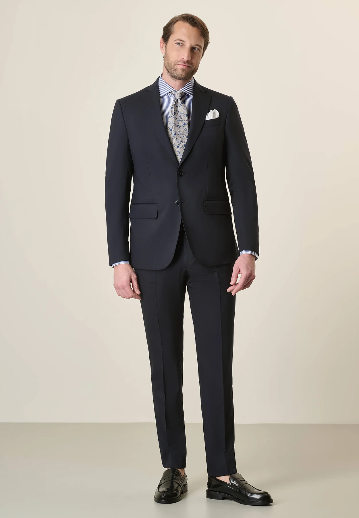 Abito blu notte tela lana vergine stretch custom fit - Image 5