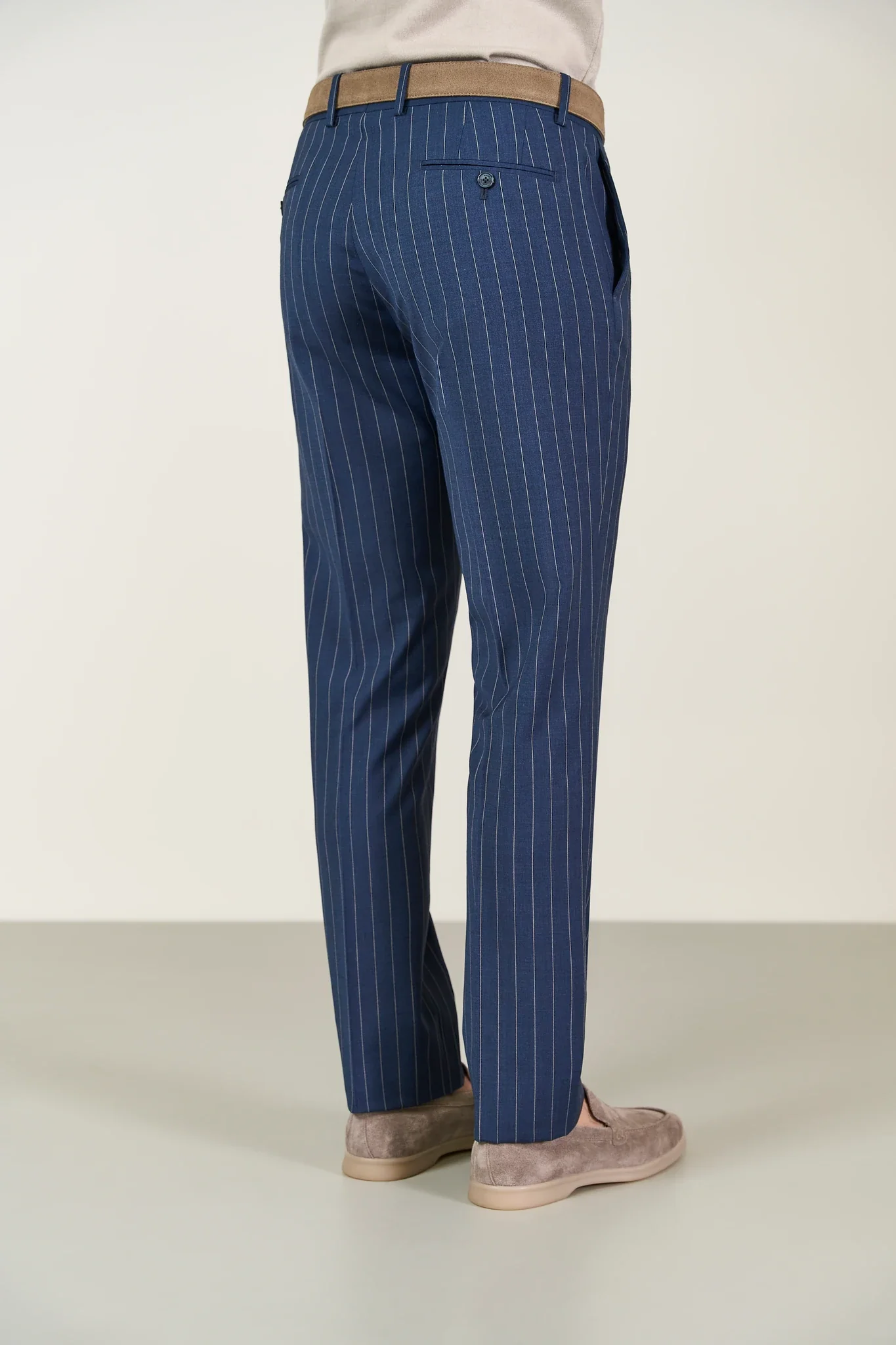 Abito blu gessato tela lana custom fit - Image 7