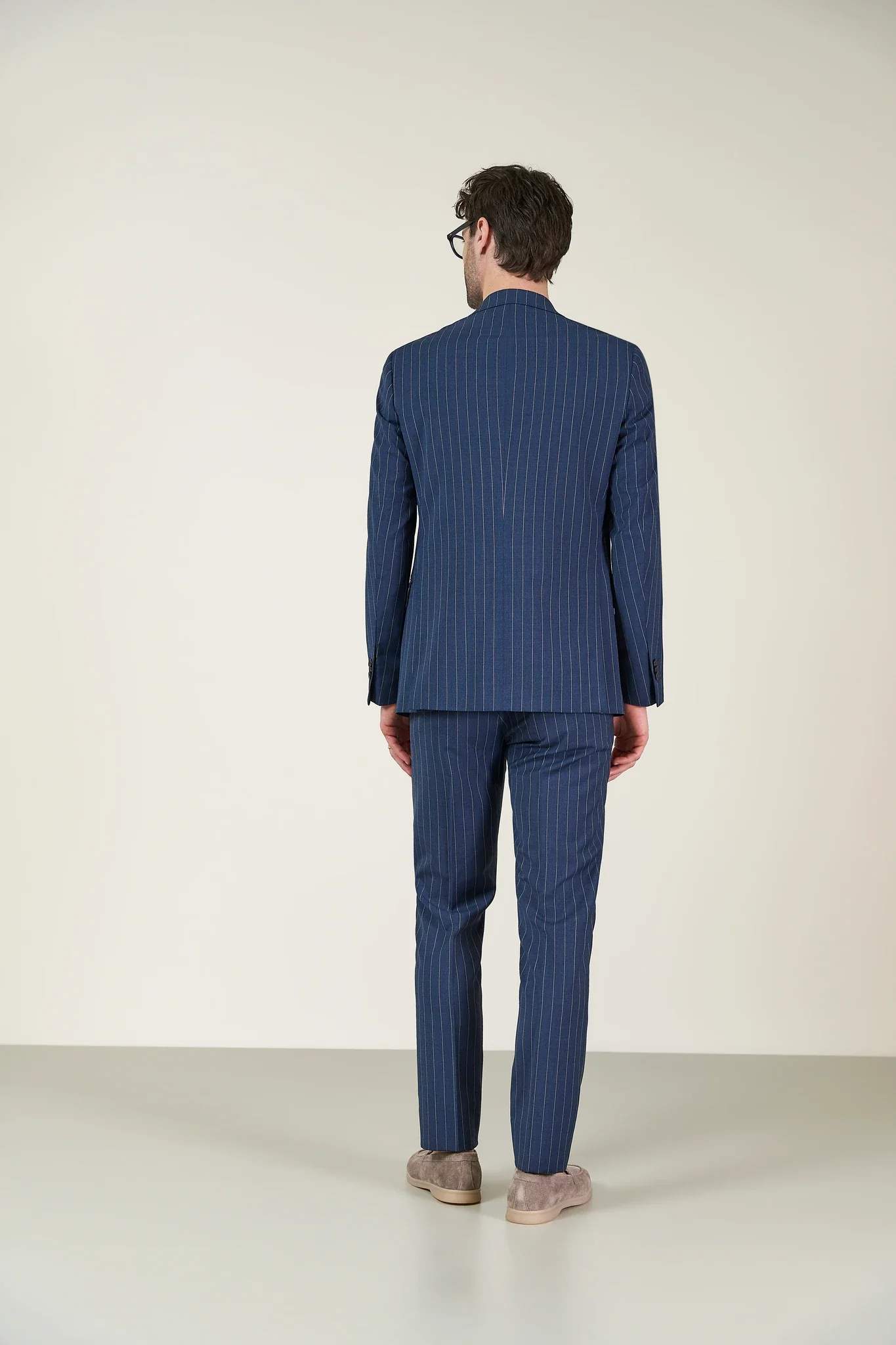 Abito blu gessato tela lana custom fit - Image 9