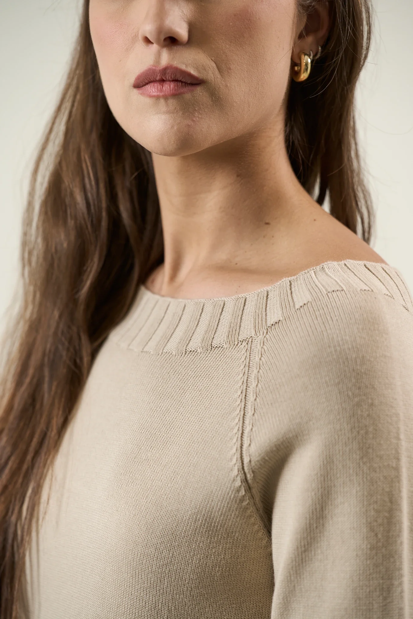 Maglia barchetta stucco dettagli coste cotone - Image 2