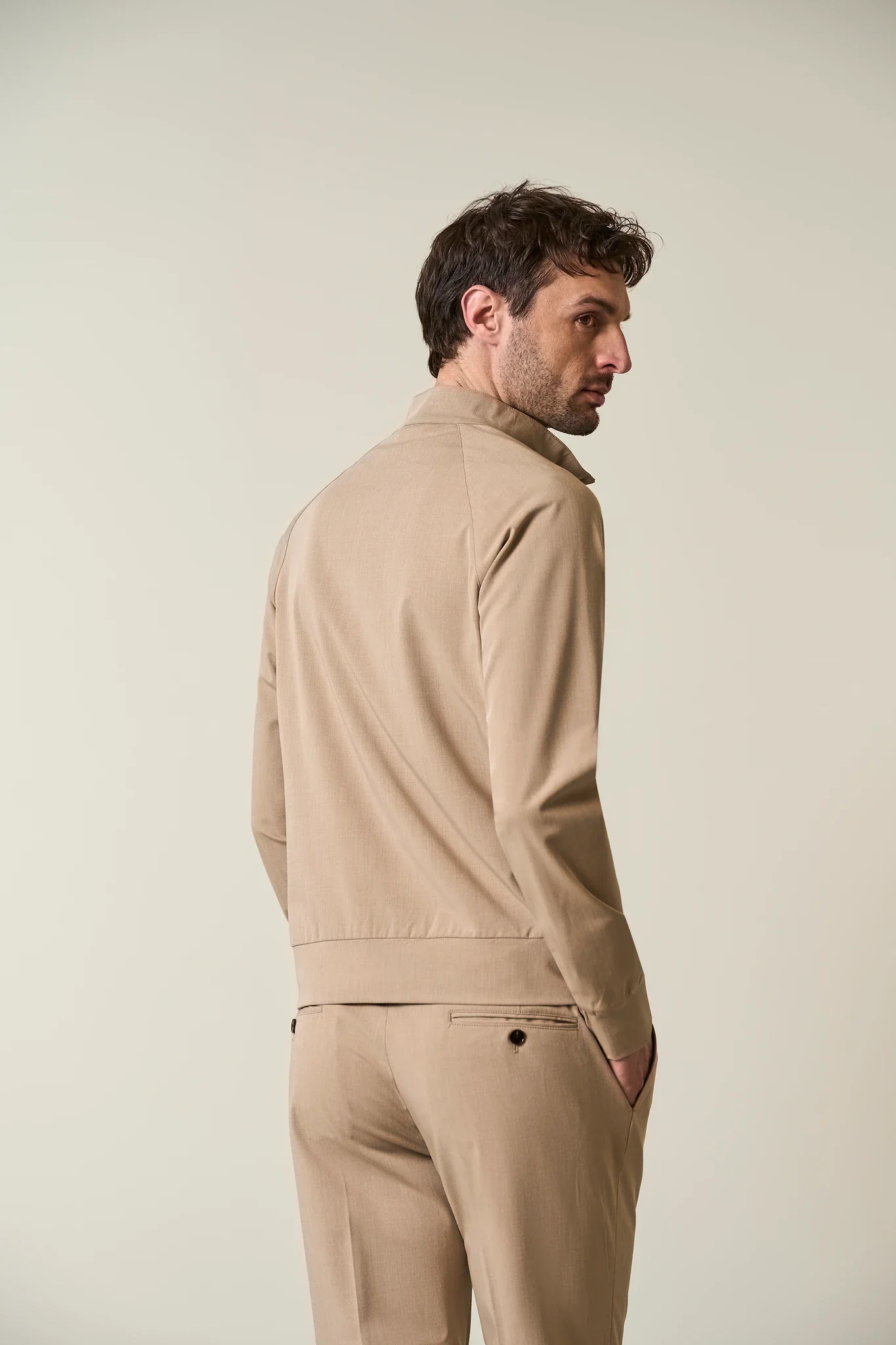 Bomber beige tessuto tecnico sfoderato - Image 4