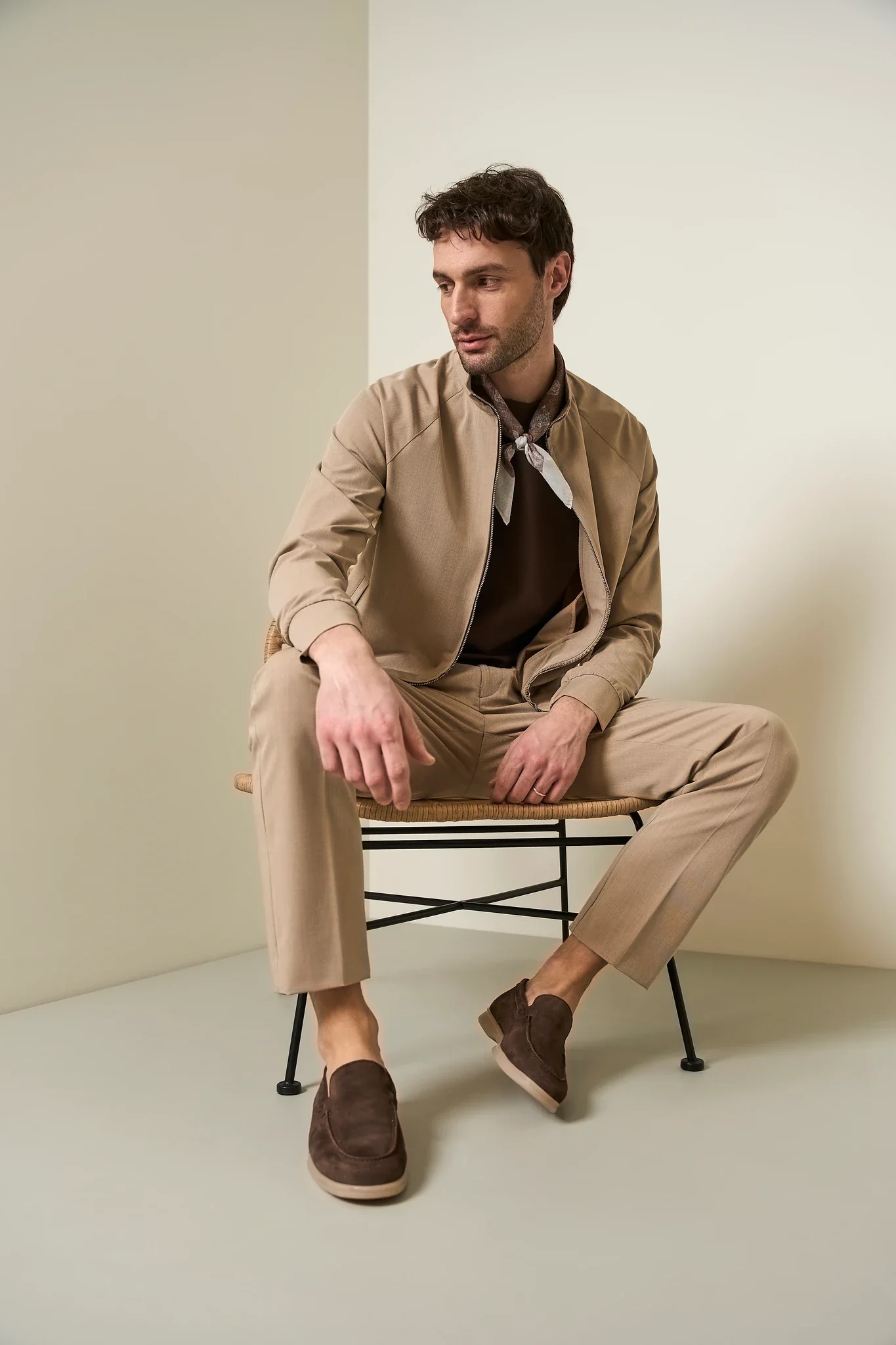 Bomber beige tessuto tecnico sfoderato - Image 5