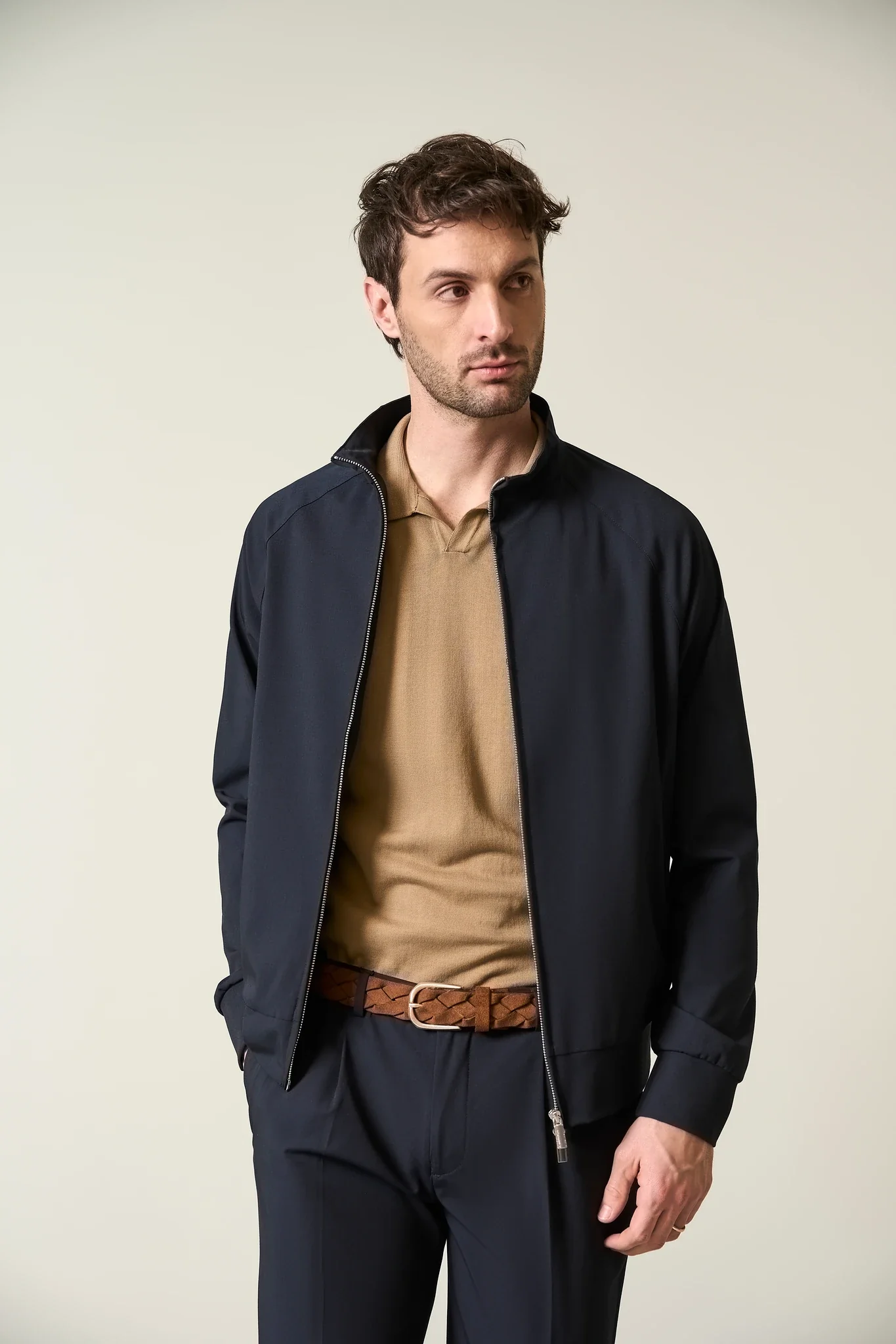 Bomber blu tessuto tecnico sfoderato - Image 3