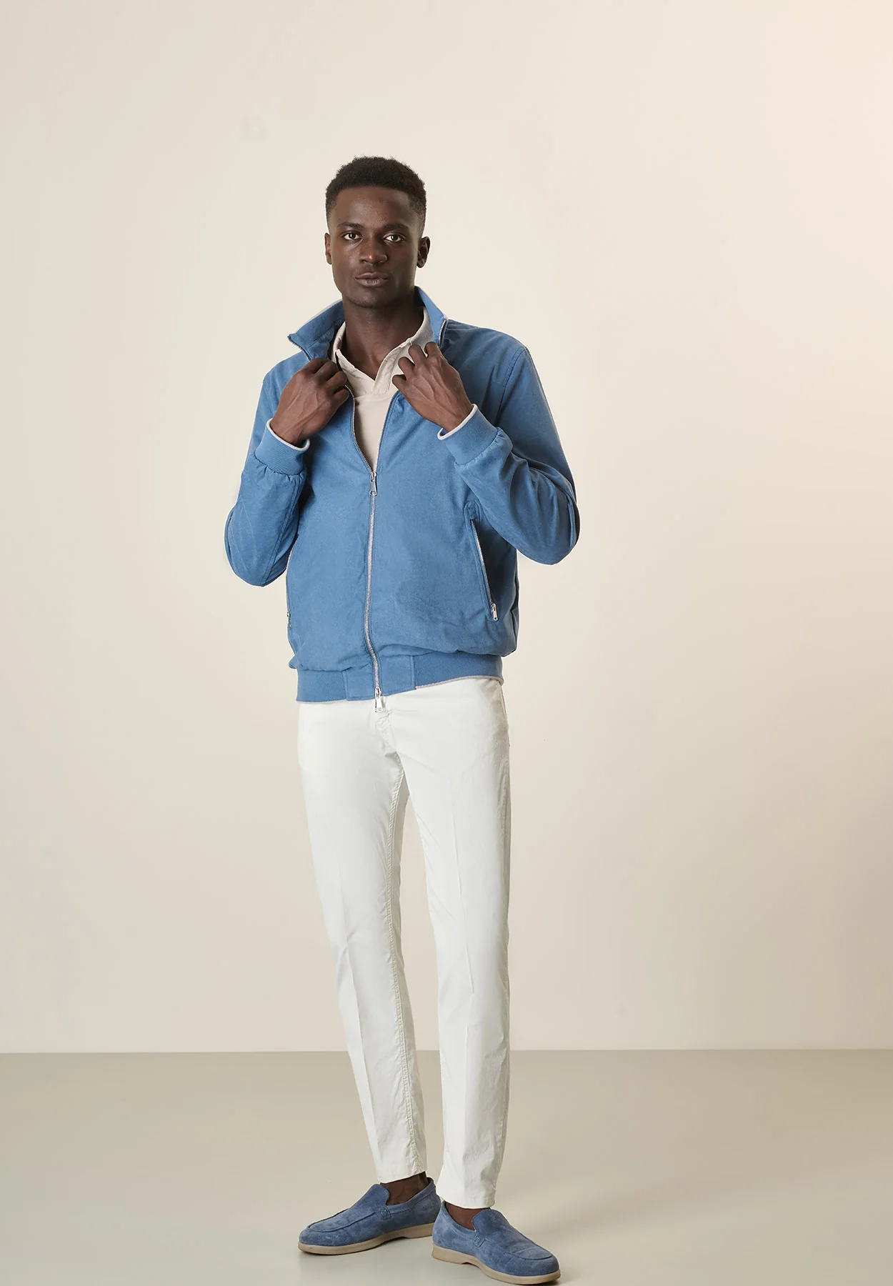 Bomber azzurro denim scamosciato - Image 4