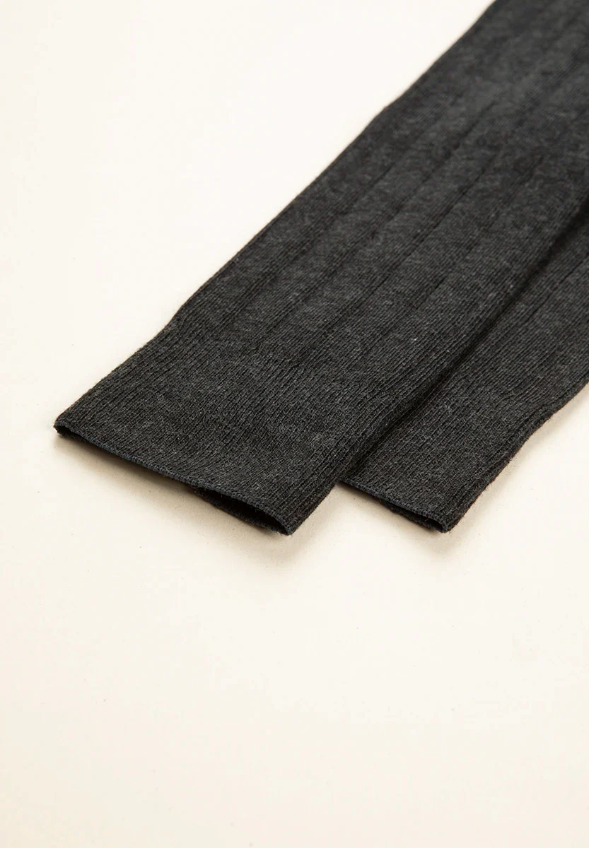 Calza antracite costina cotone stretch - Image 2