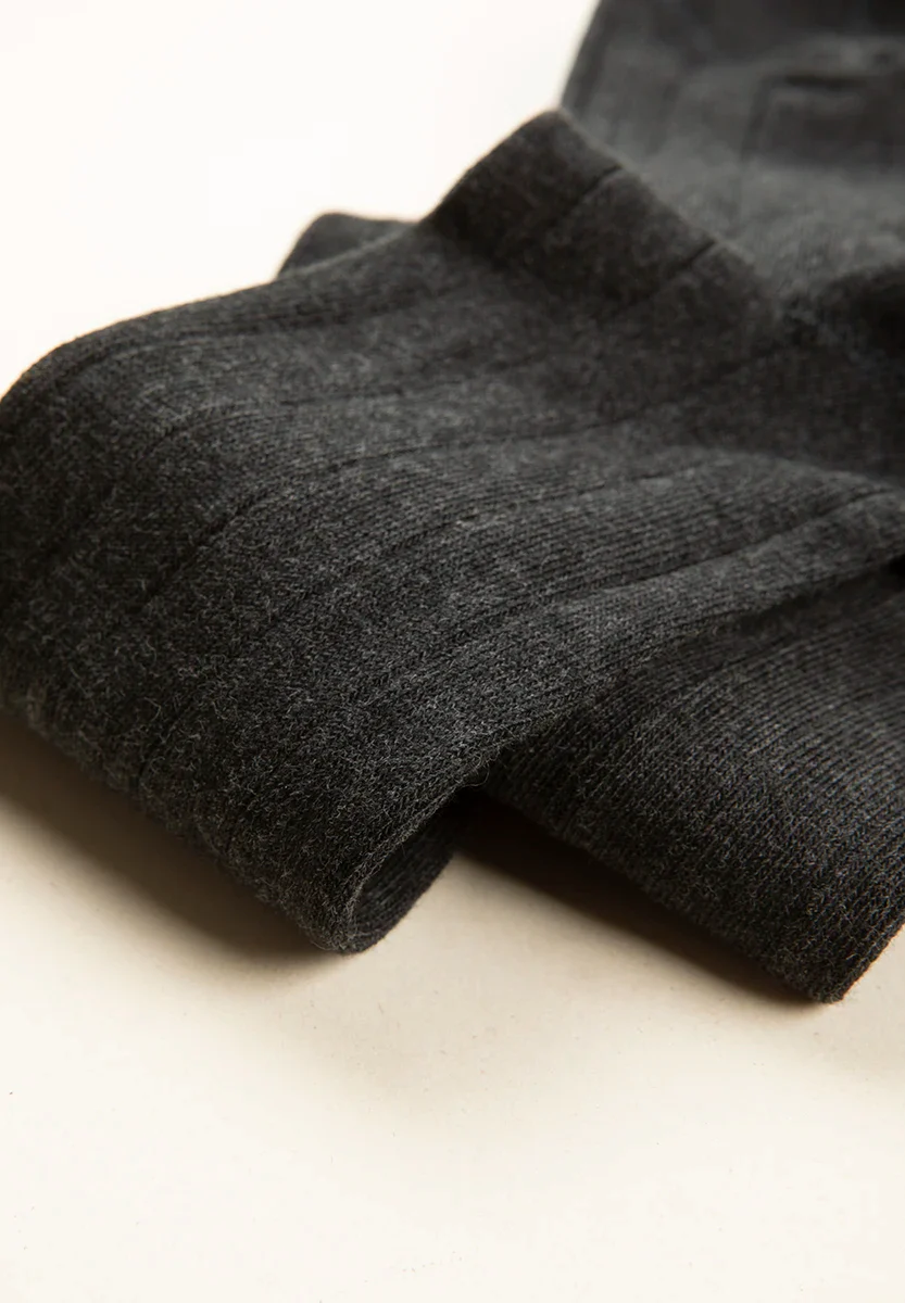 Calza antracite costina cotone stretch - Image 3
