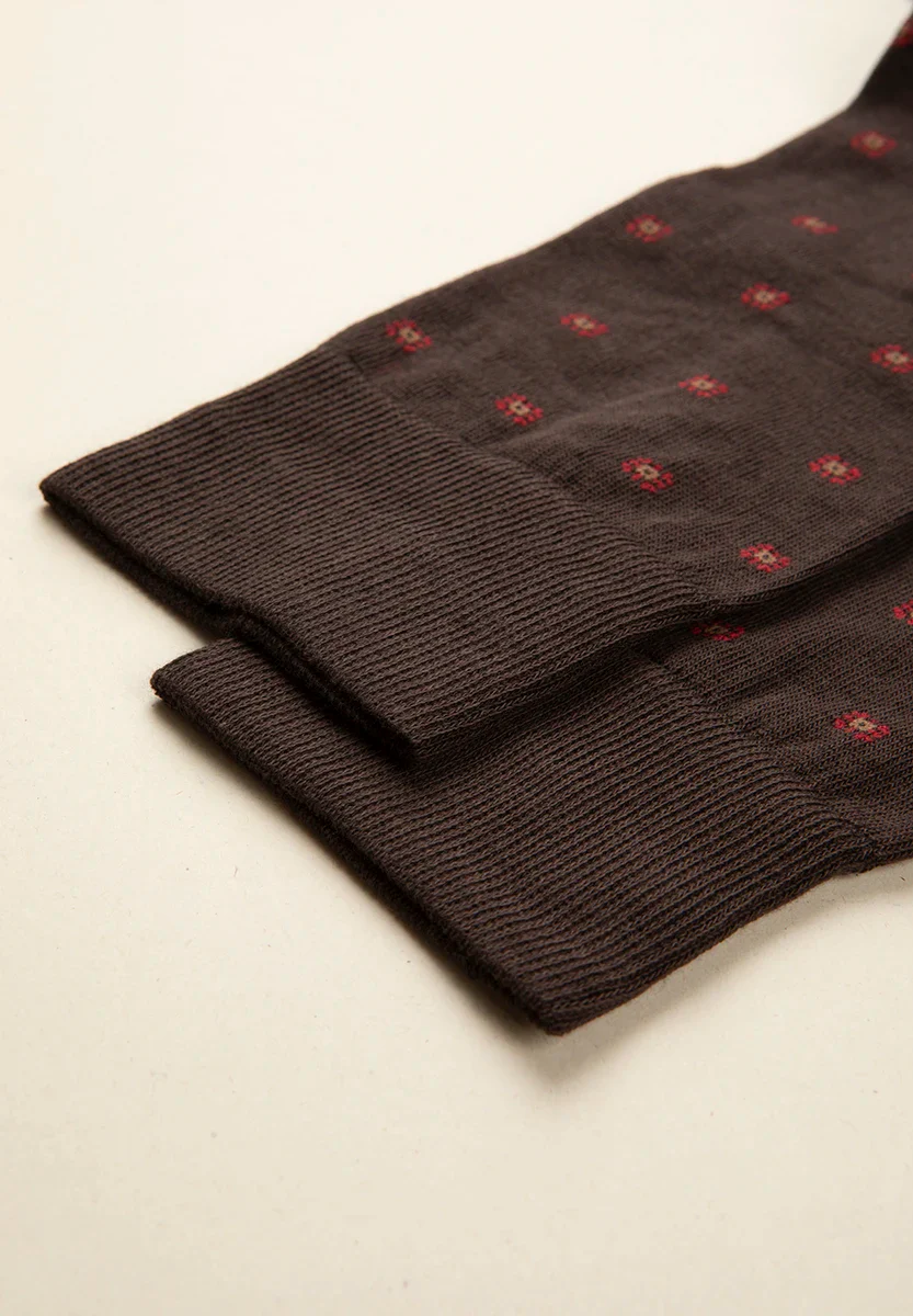 Calza moro microdisegno rosso cotone stretch - Image 2