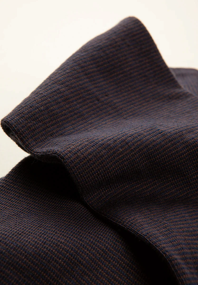 Calza blu millerighe cotone stretch - Image 2