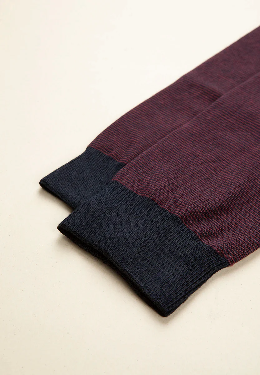 Calza bordeaux millerighe cotone stretch - Image 2